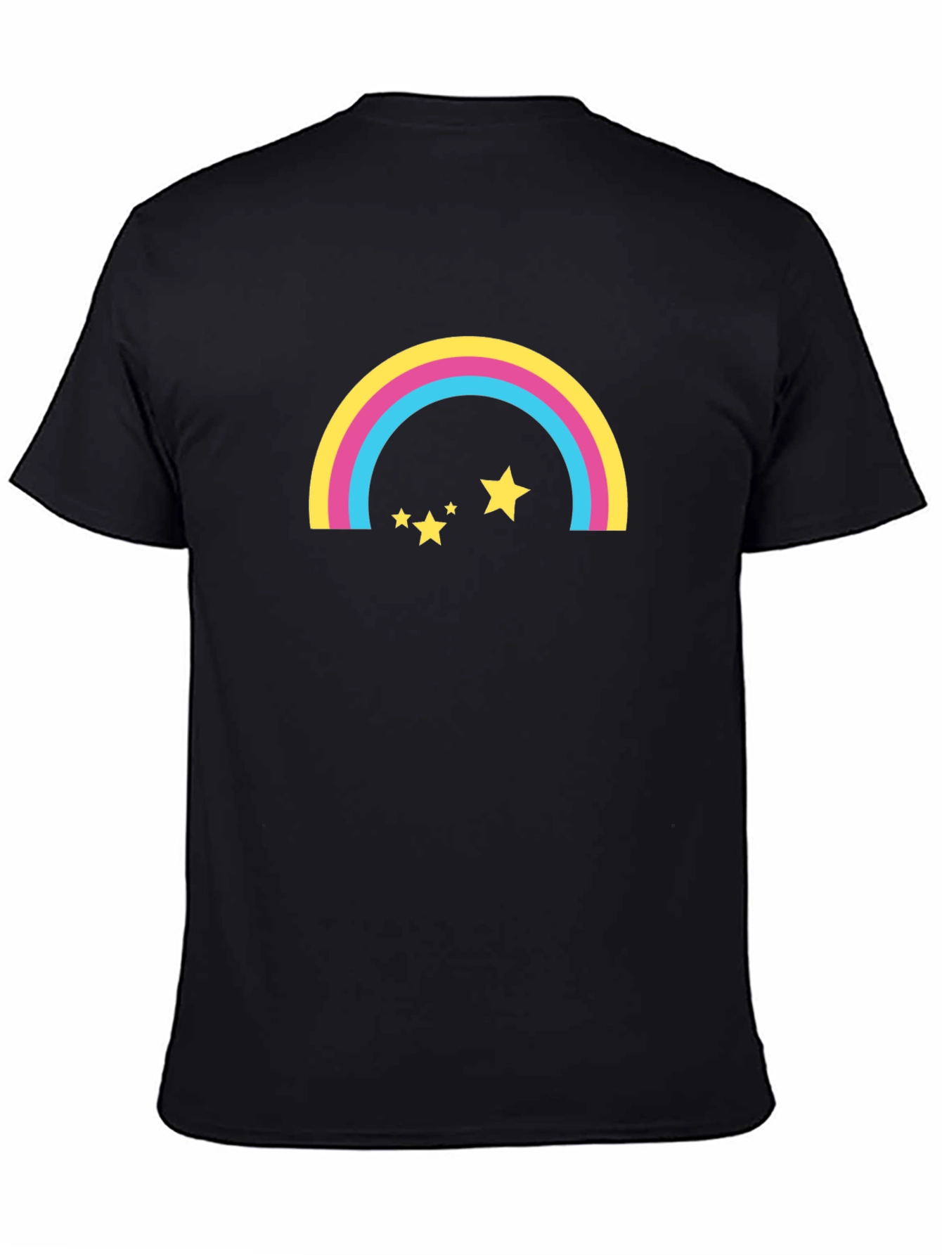 Rainbow Stars Graphic Tee - Black Casual T-Shirt