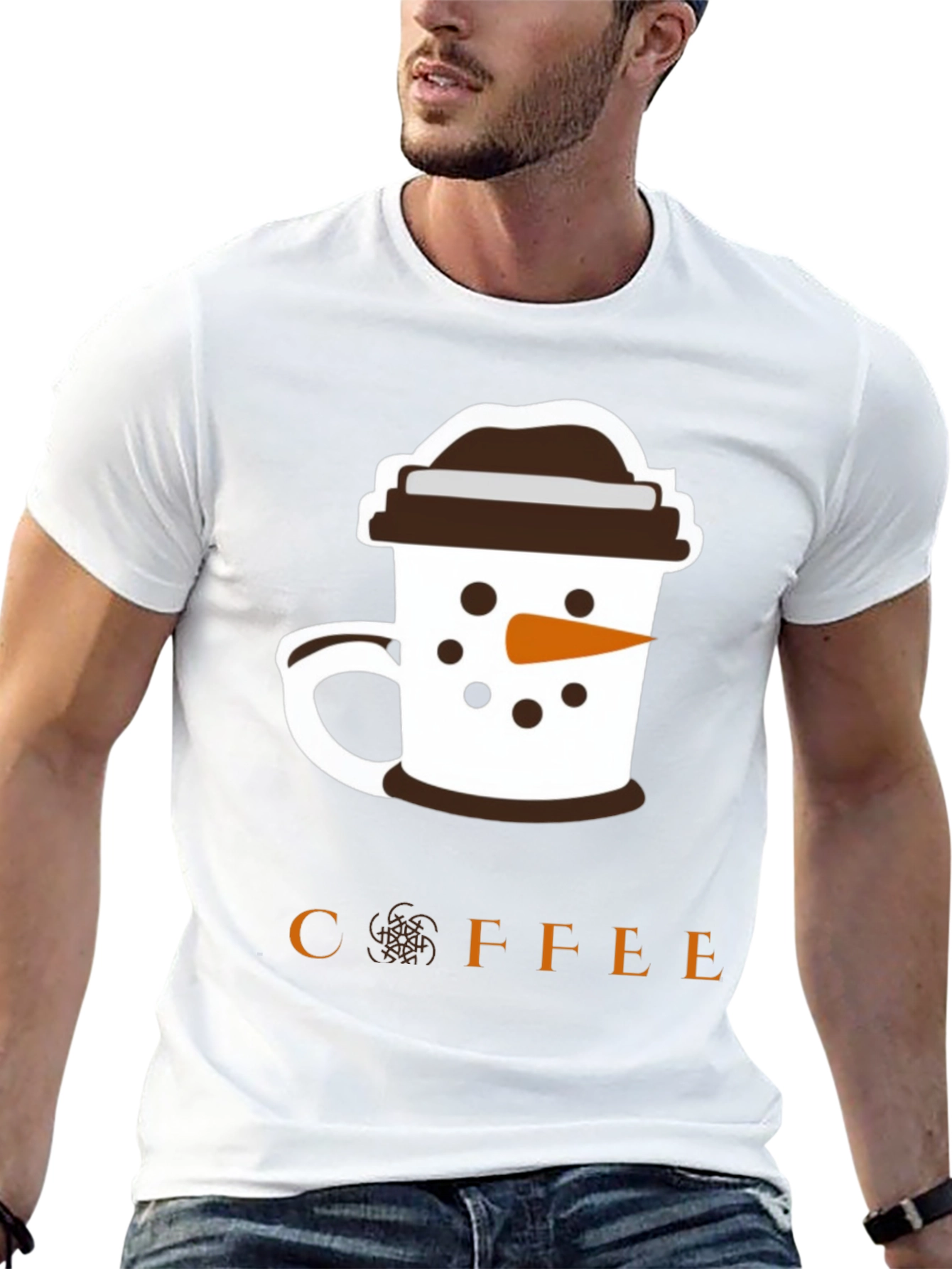 Coffee Snowman Graphic T-Shirt - Black