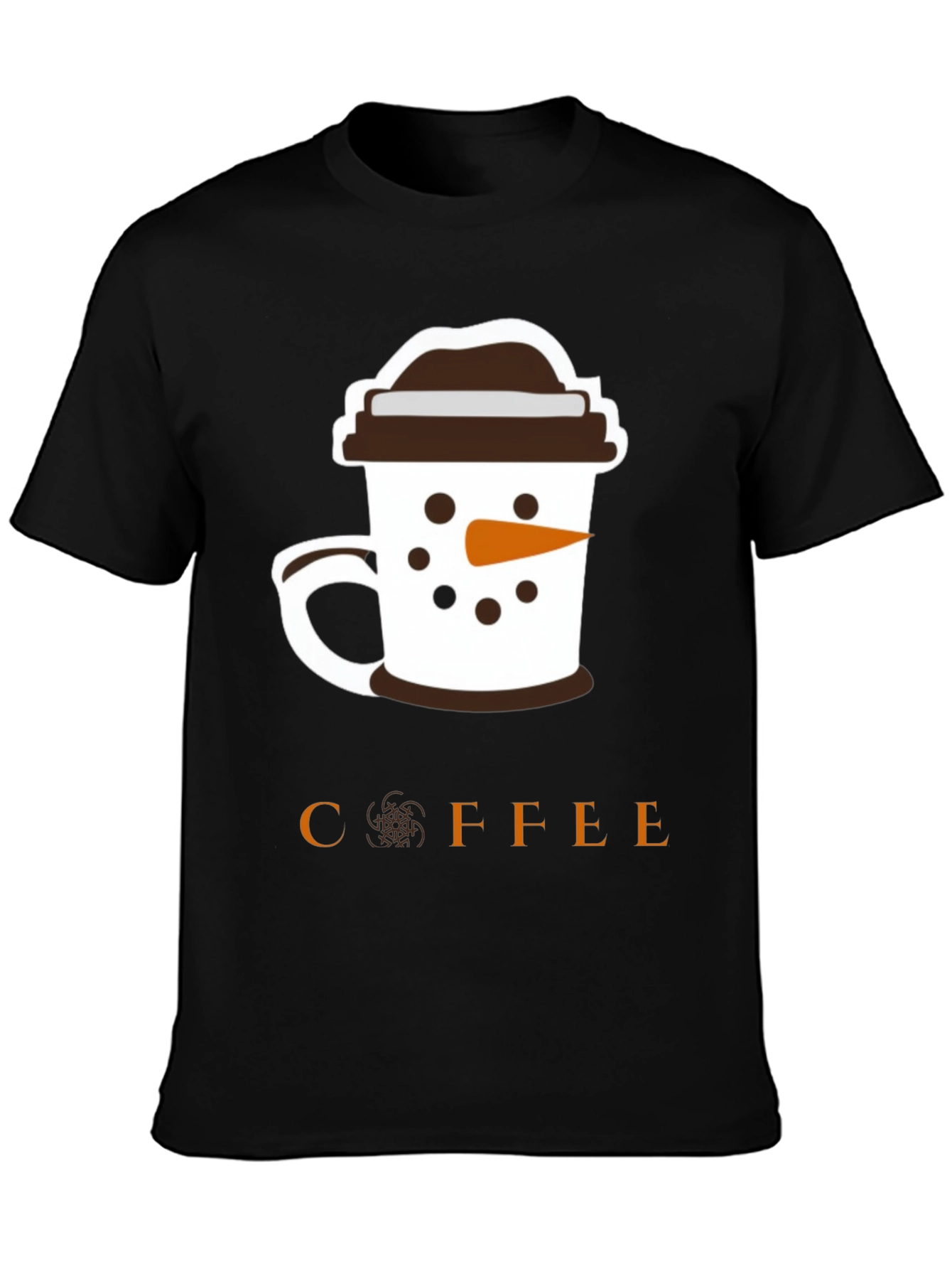 Coffee Snowman Graphic T-Shirt - Black