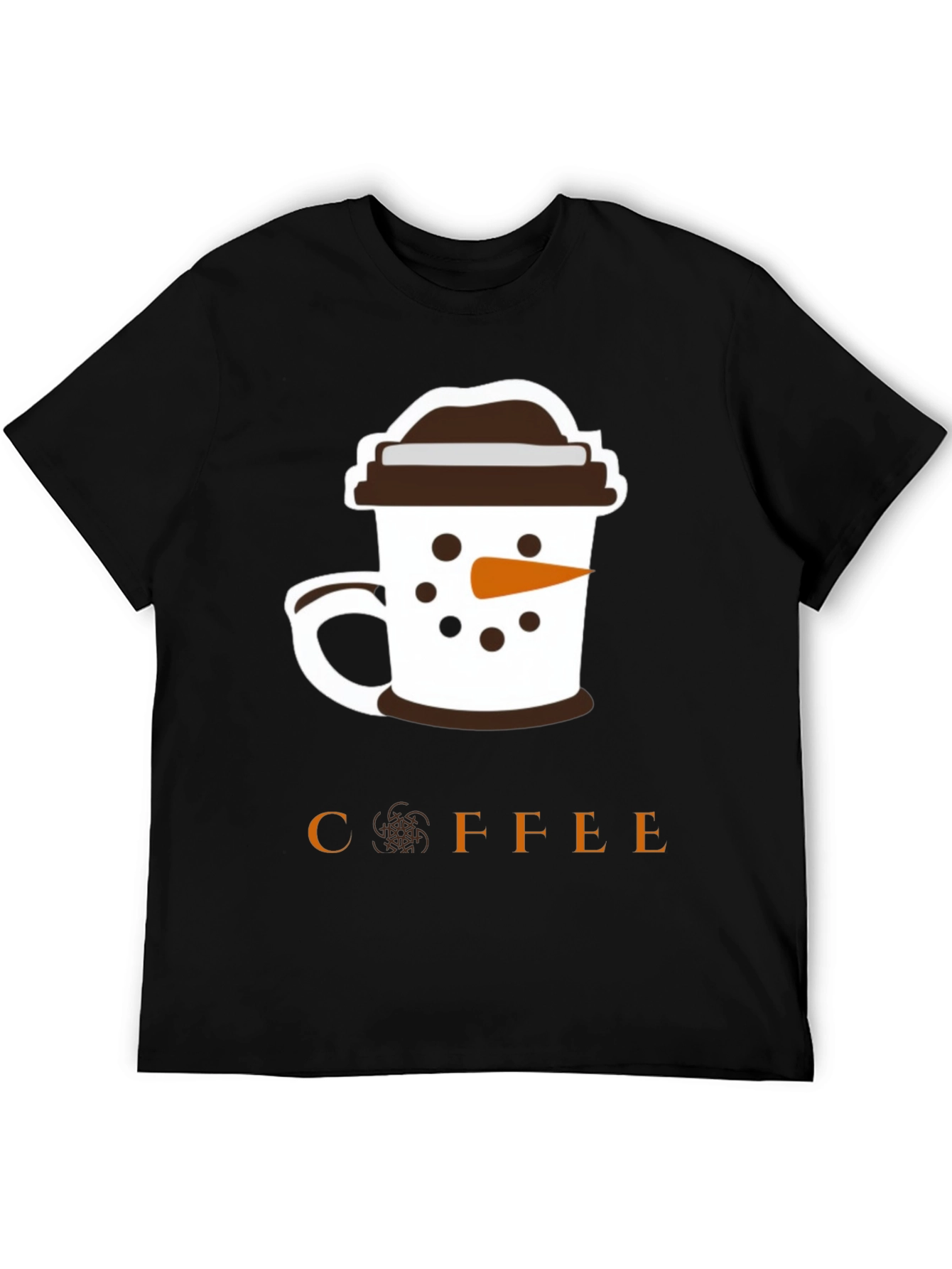 Coffee Snowman Graphic T-Shirt - Black