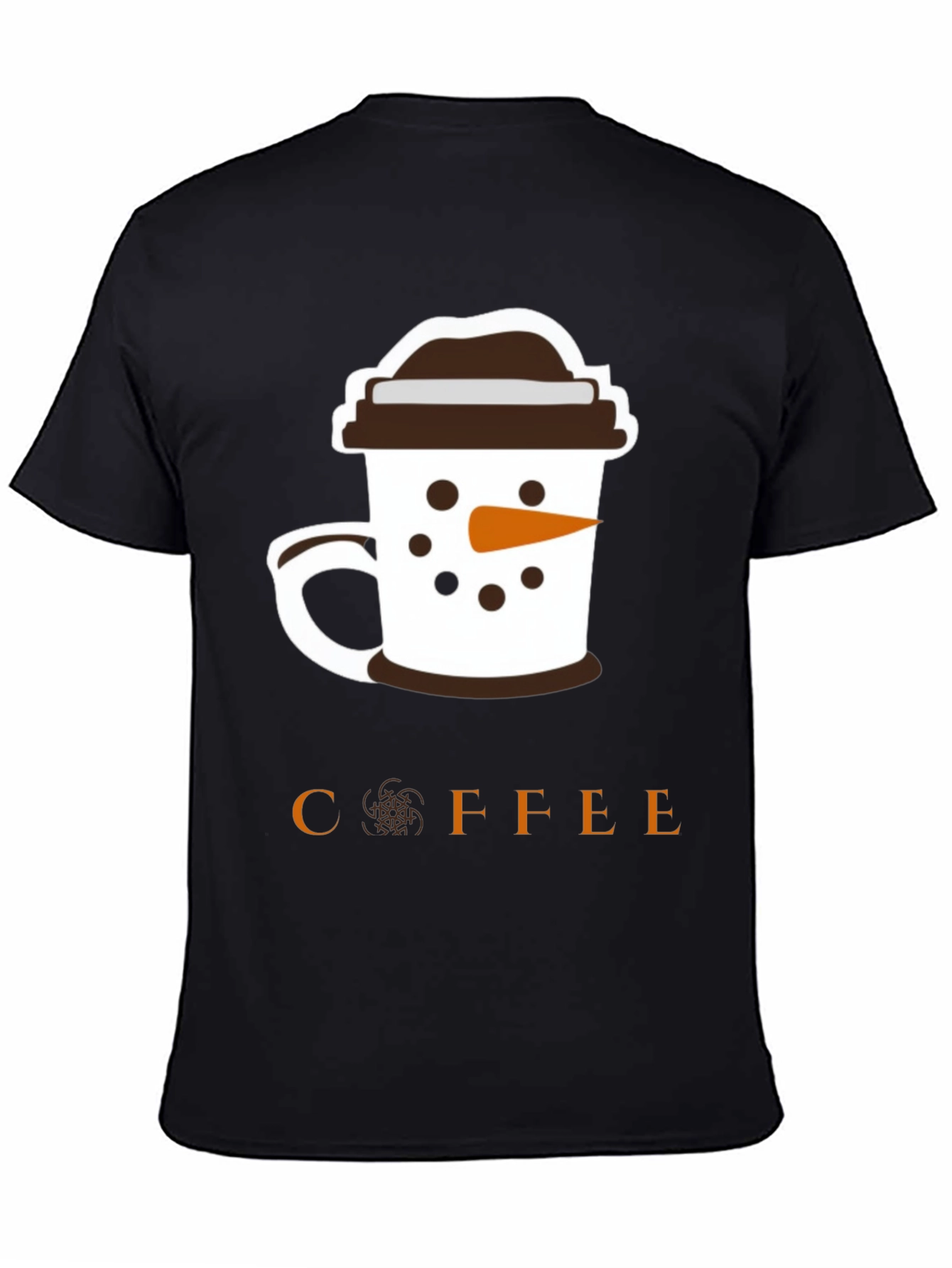 Coffee Snowman Graphic T-Shirt - Black