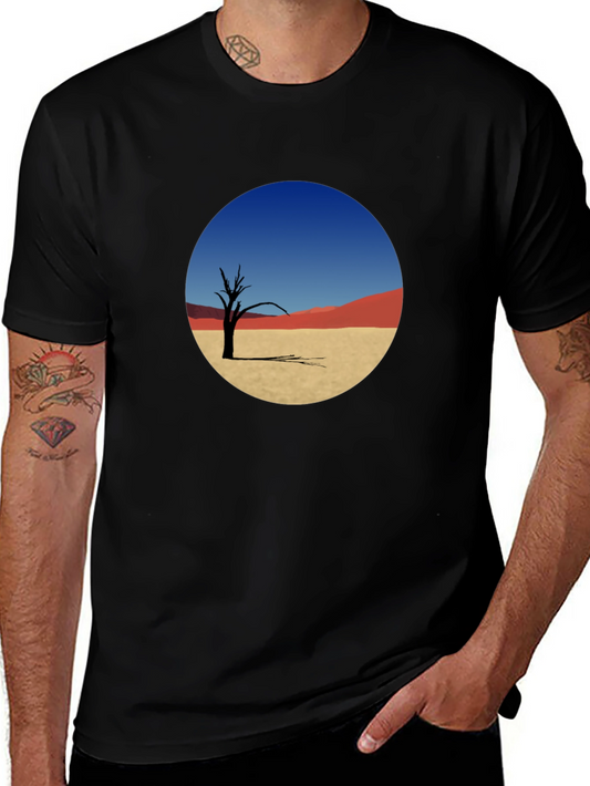 Desert Landscape Graphic Tee - Unique Mens Black T-Shirt