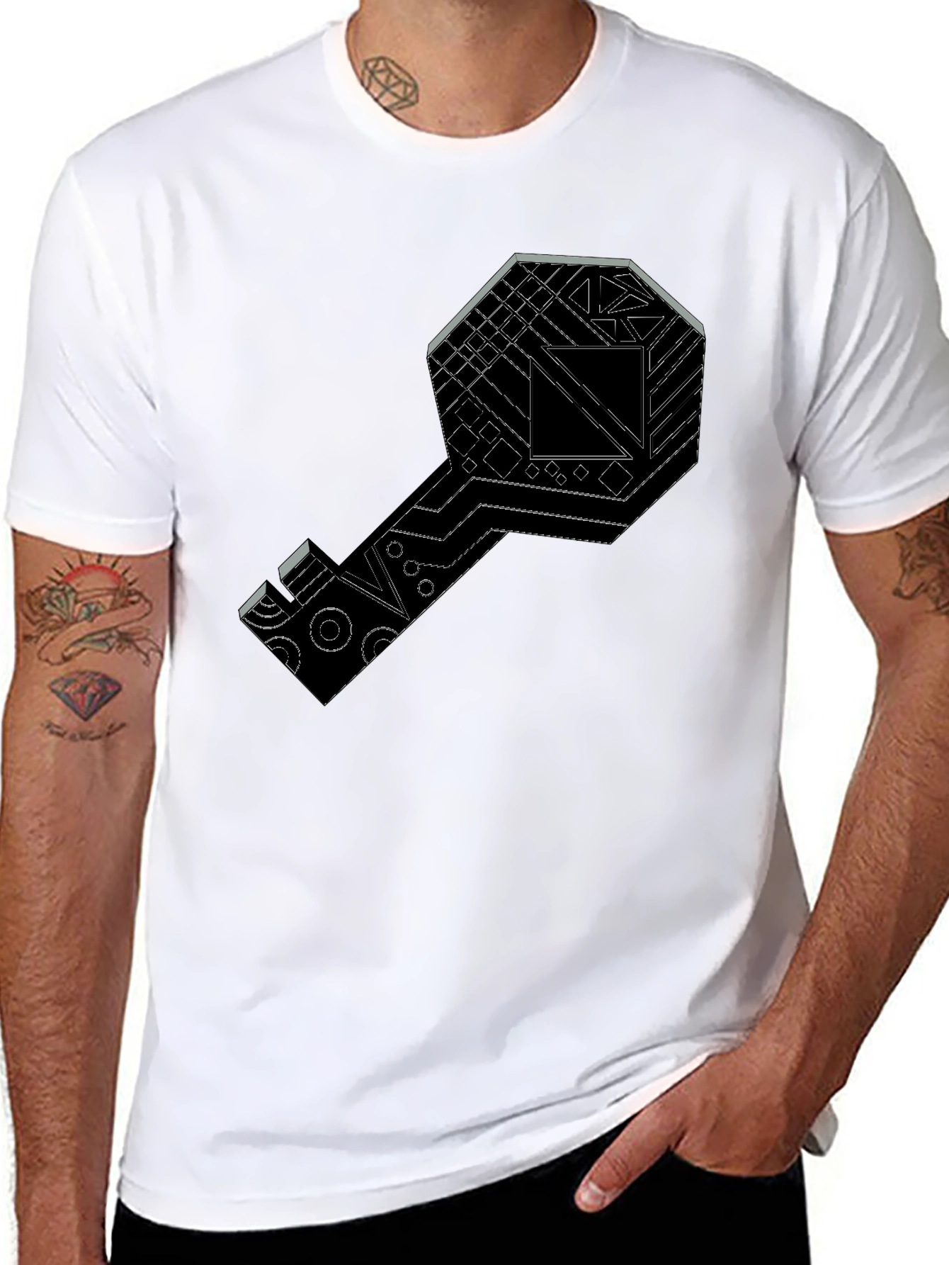 Tech Key Graphic Tee - Modern Style