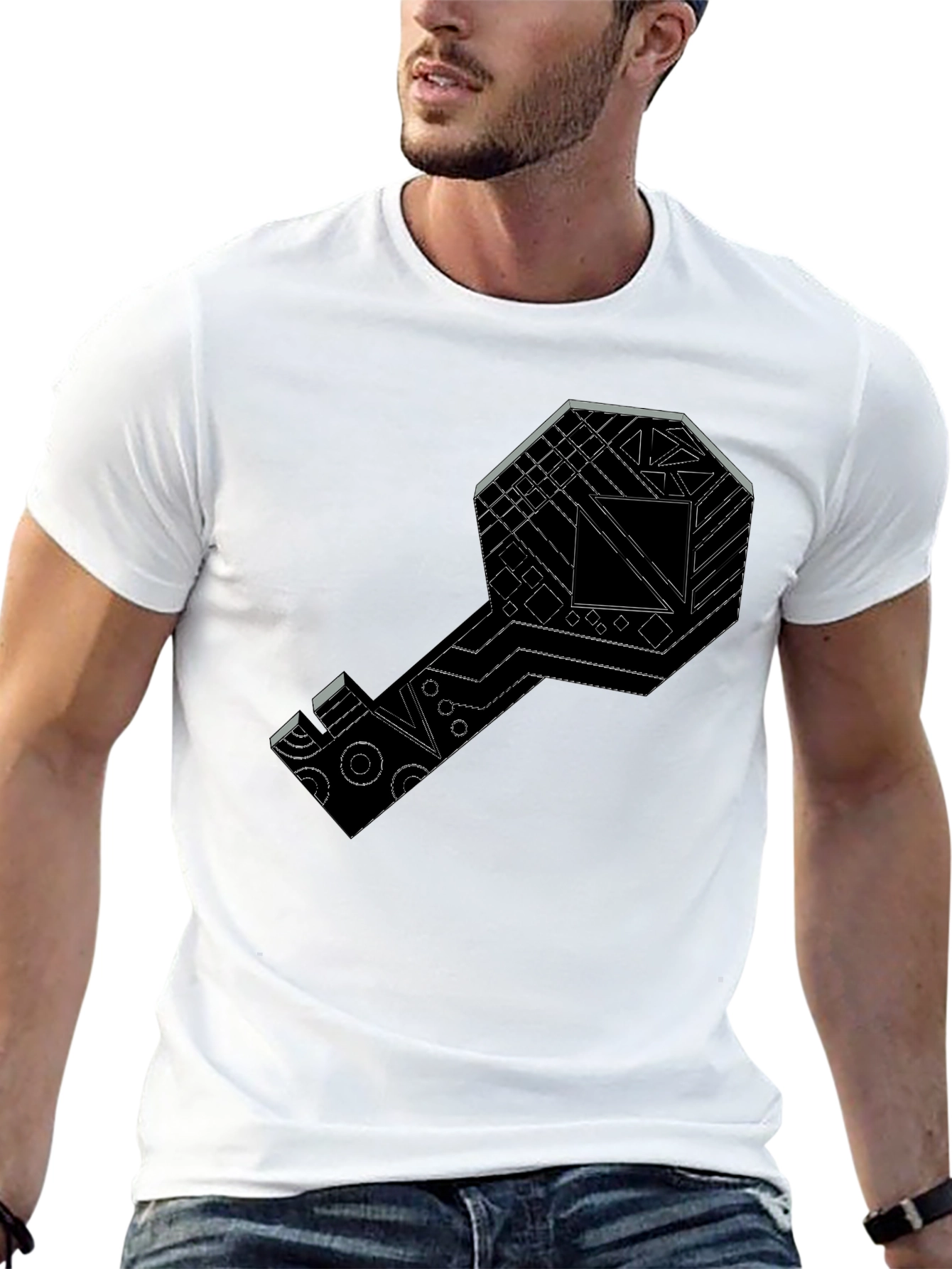 Tech Key Graphic Tee - Modern Style