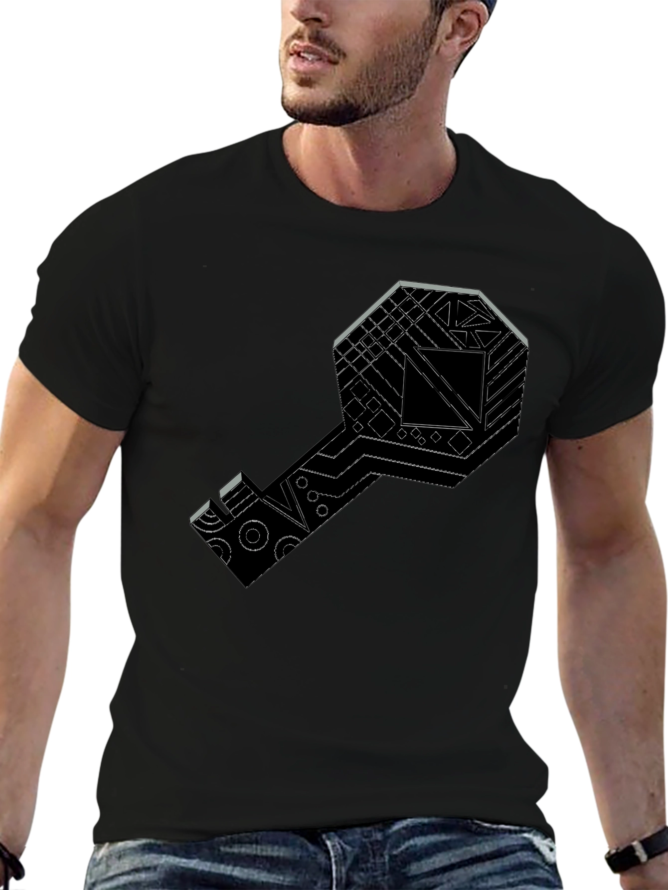 Tech Key Graphic Tee - Modern Style