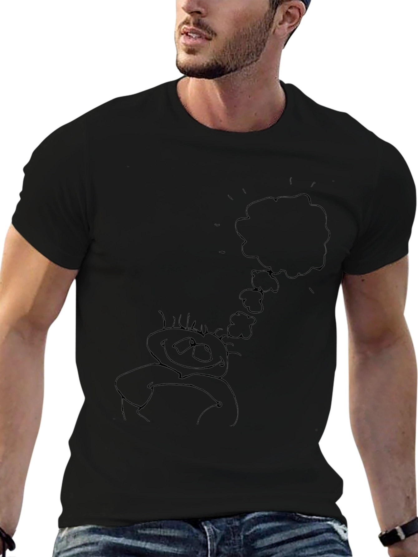Whimsical Thinking Doodle Tee - Black Cotton Blend