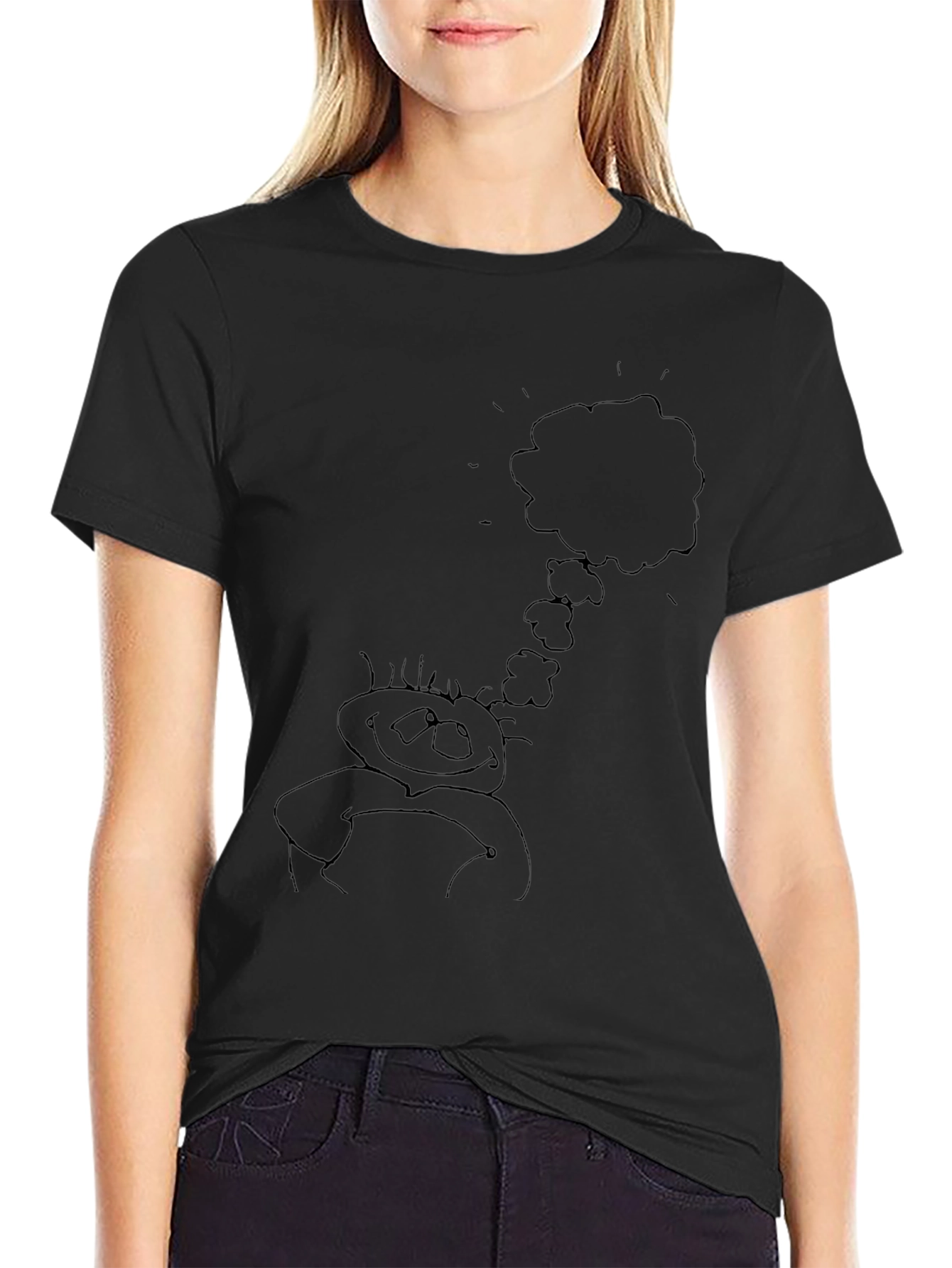 Whimsical Thinking Doodle Tee - Black Cotton Blend