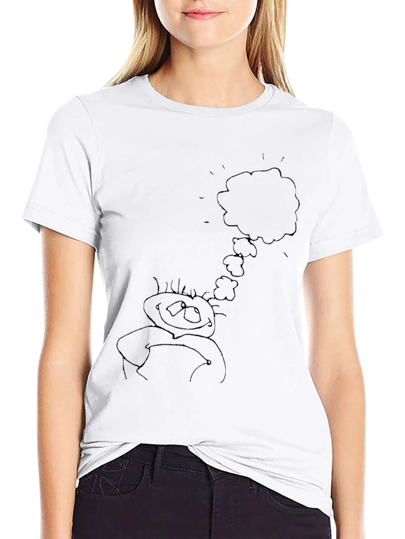 Whimsical Thinking Doodle Tee - Black Cotton Blend