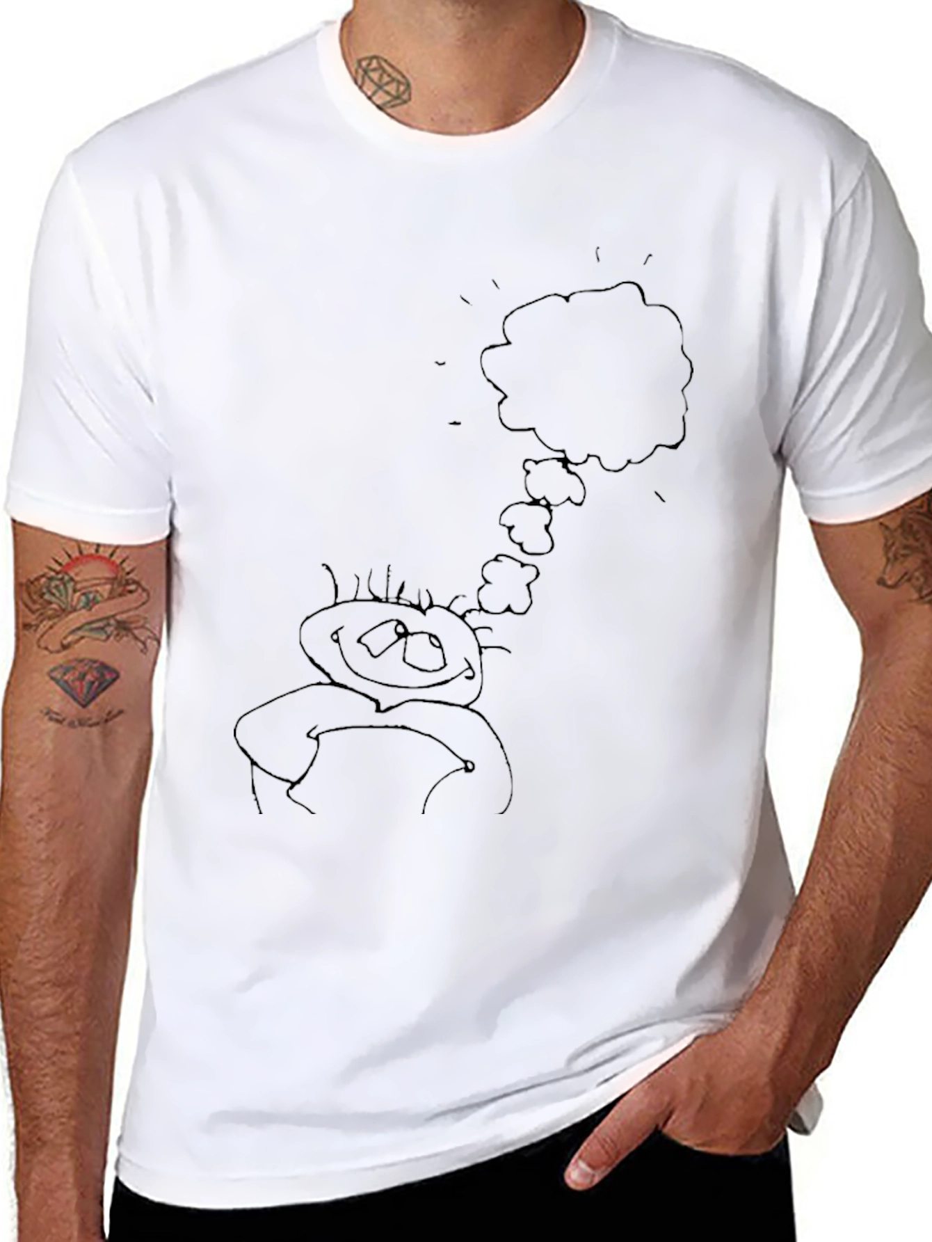 Whimsical Thinking Doodle Tee - Black Cotton Blend