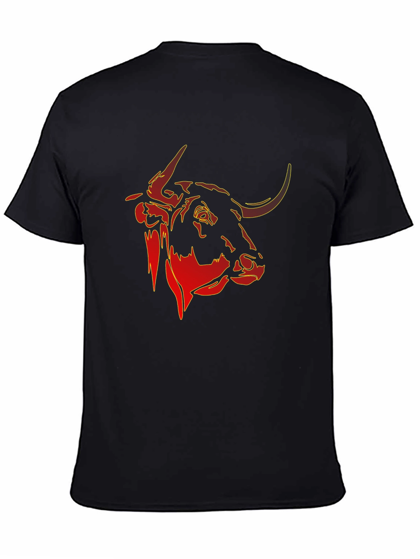 Bull Head Graphic Tee - Black Cotton T-Shirt
