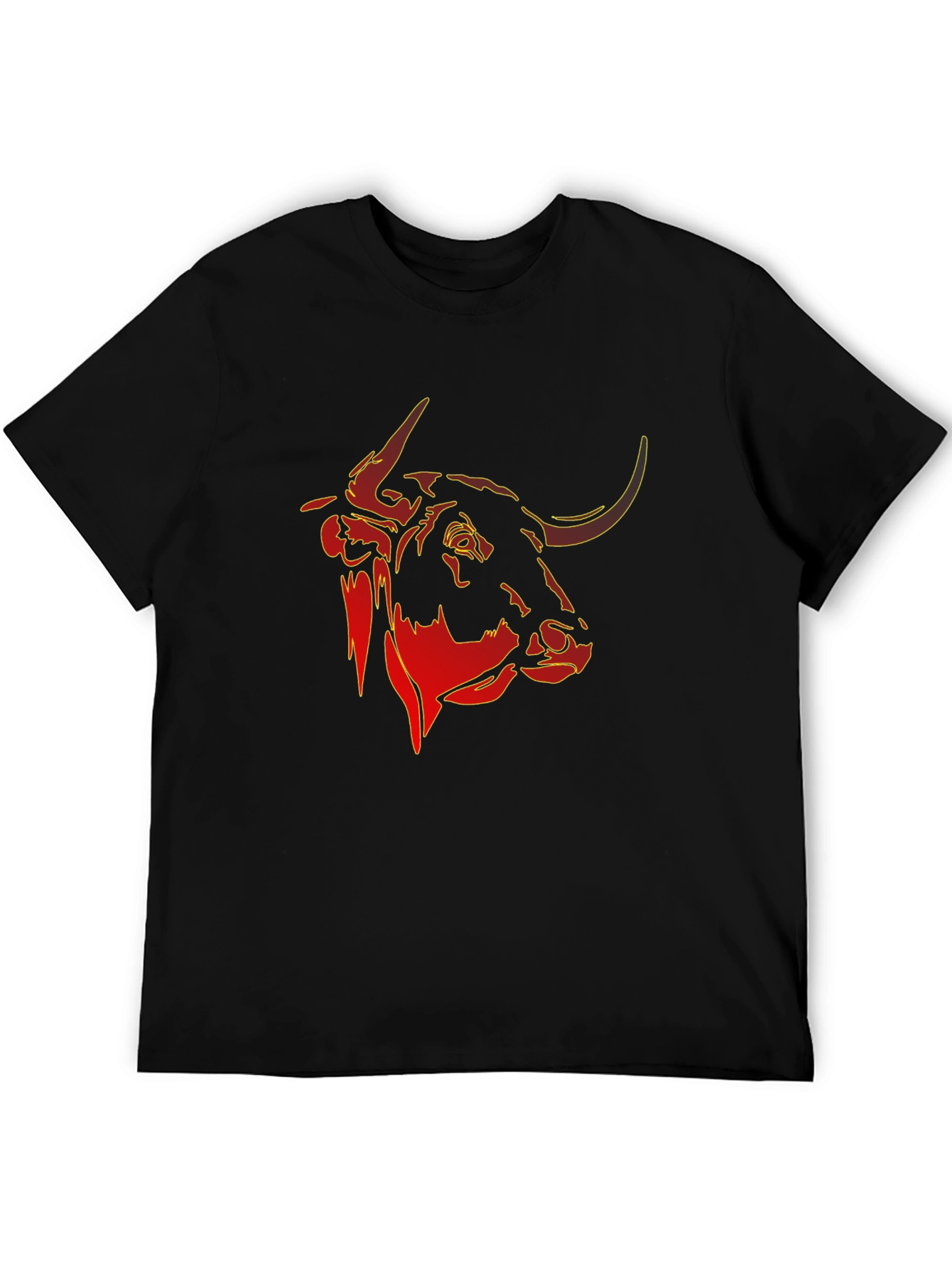 Bull Head Graphic Tee - Black Cotton T-Shirt