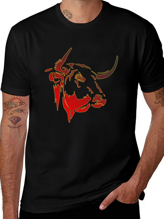 Bull Head Graphic Tee - Black Cotton T-Shirt