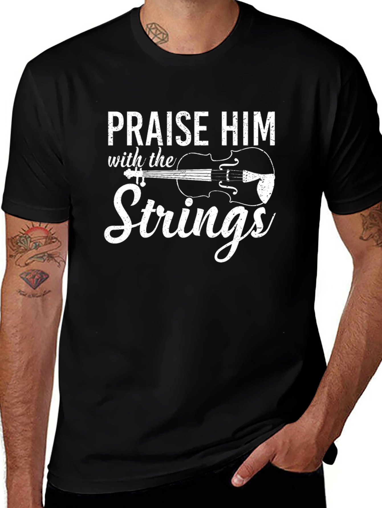 Praise Him Strings Black T-Shirt