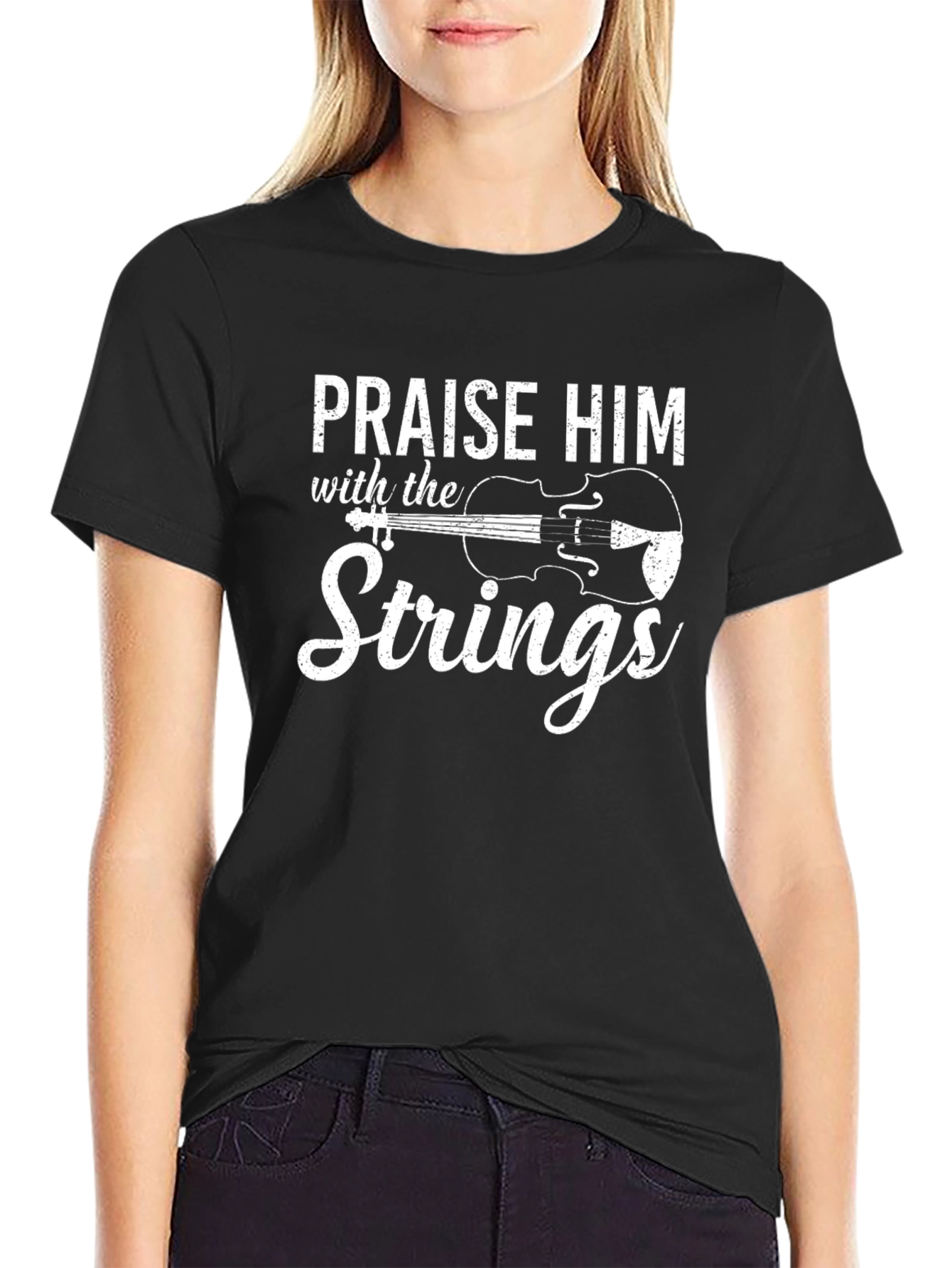 Praise Him Strings Black T-Shirt