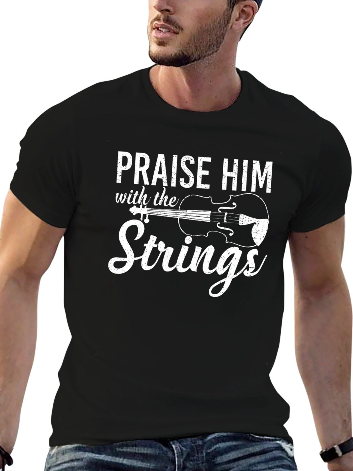 Praise Him Strings Black T-Shirt