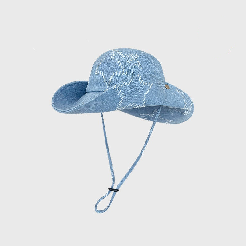 Women's Vintage Western Sun Hat - Stylish Summer Cowboy Brim for Outdoor Use