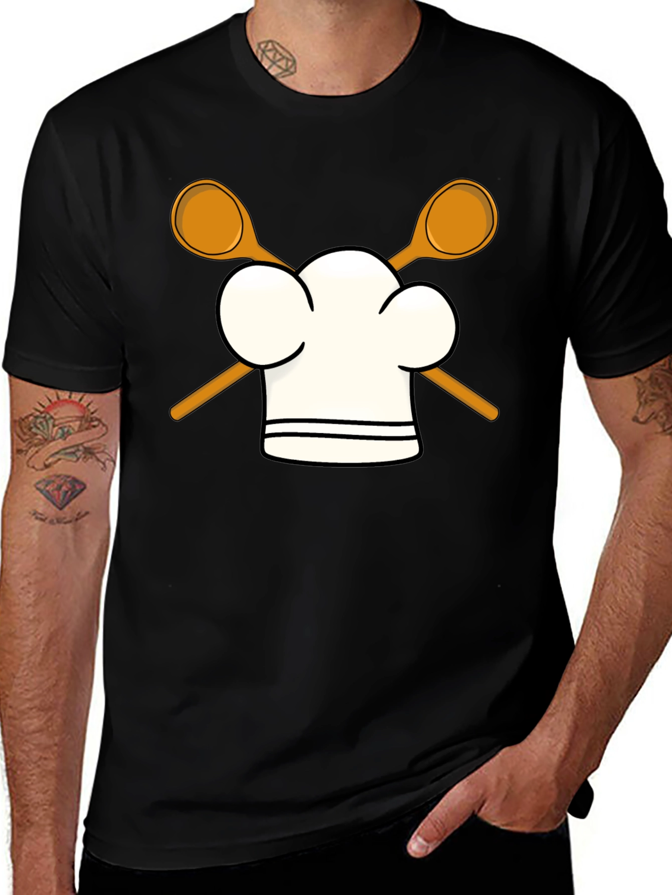 Chef Hat & Spoons Black T-Shirt