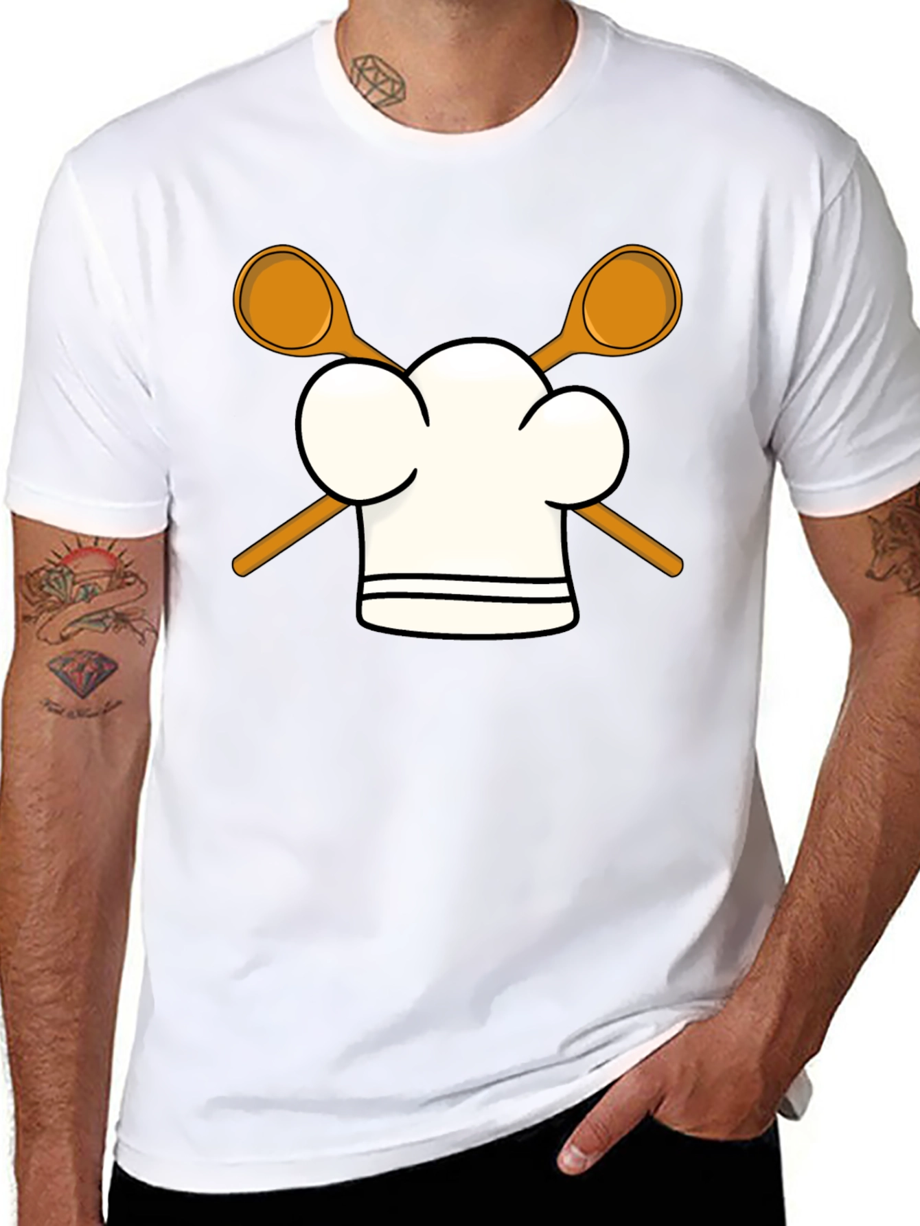 Chef Hat & Spoons Black T-Shirt