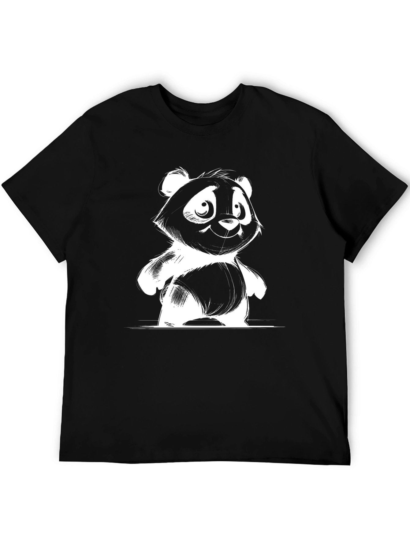 Cute Panda Graphic Black T-Shirt