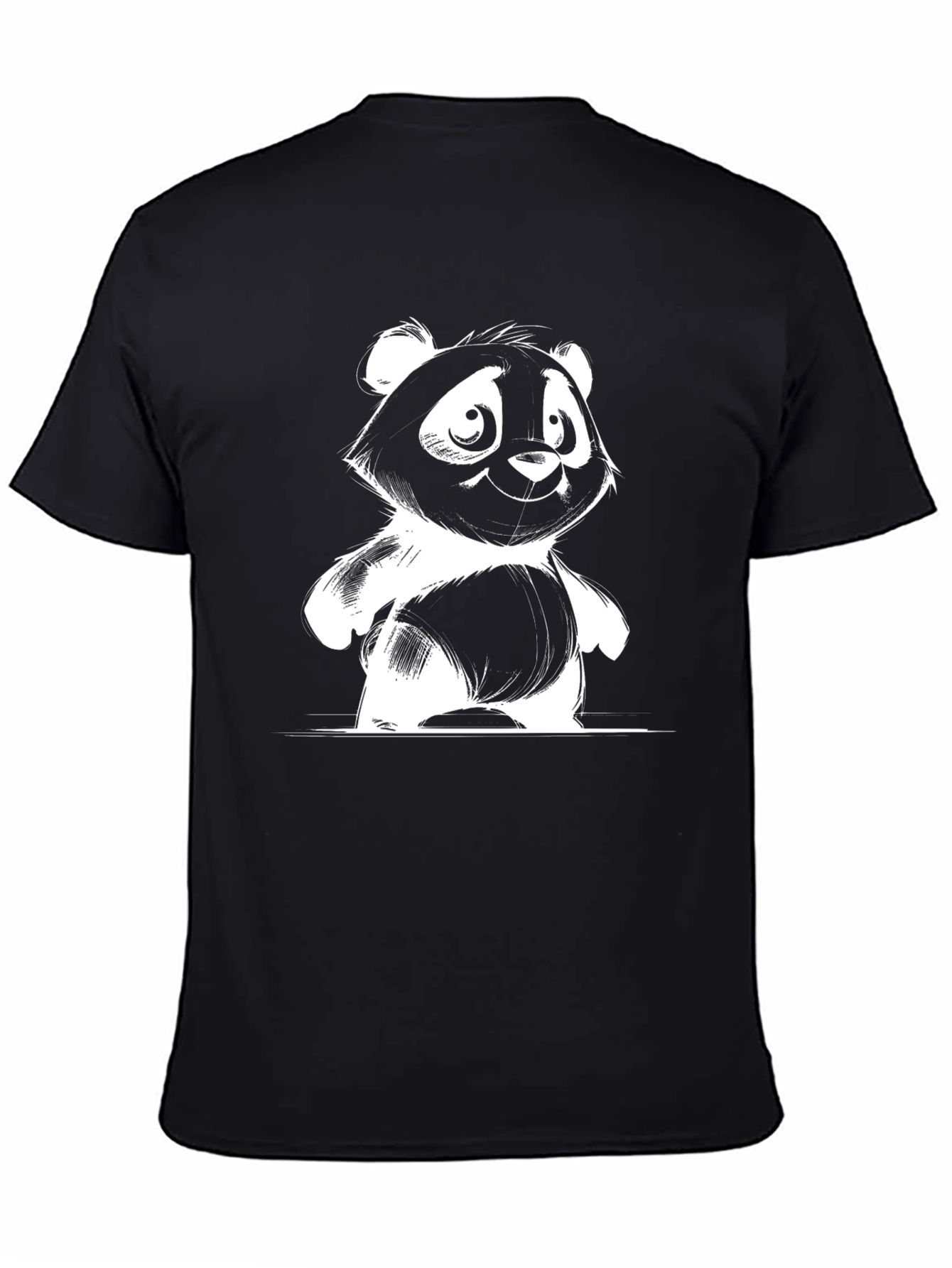 Cute Panda Graphic Black T-Shirt