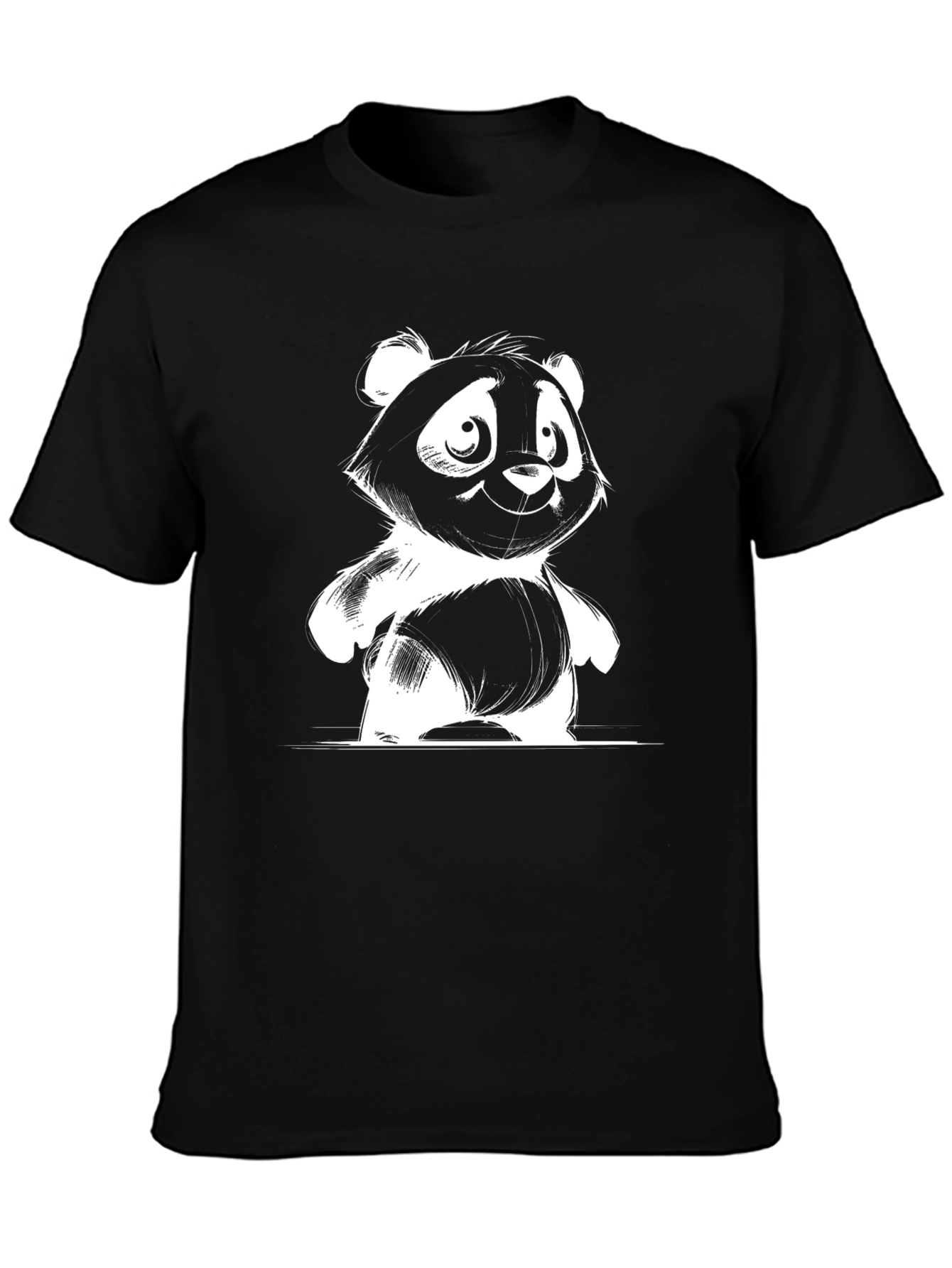 Cute Panda Graphic Black T-Shirt