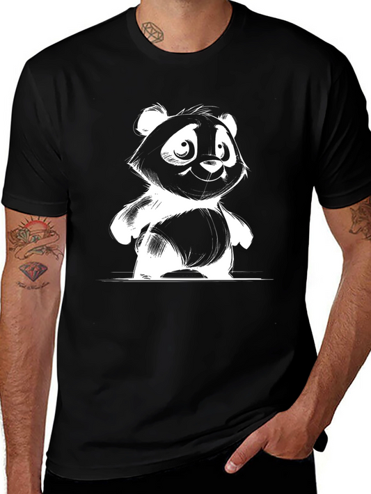Cute Panda Graphic Black T-Shirt