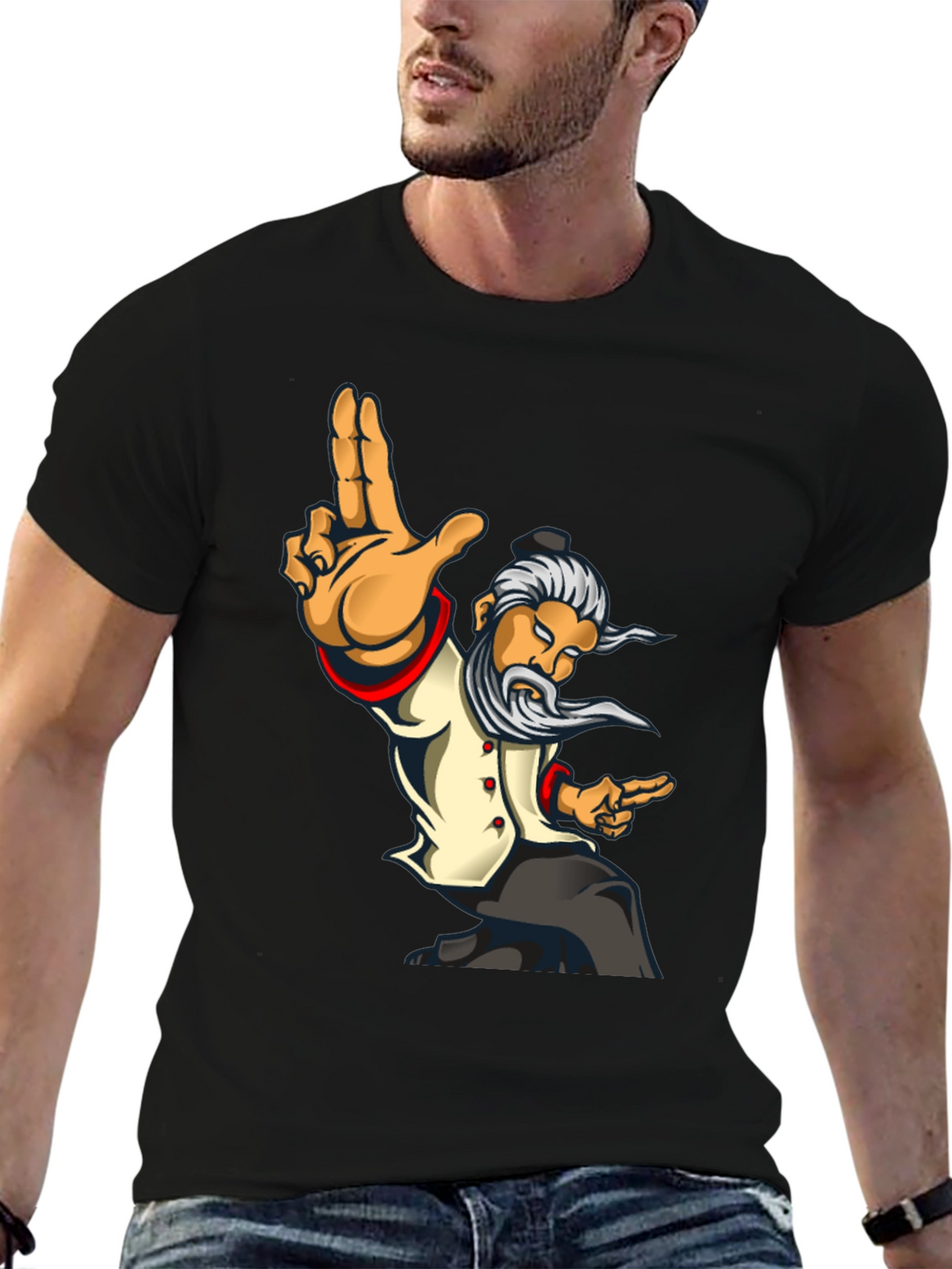 Kung Fu Master Graphic Tee - Black Cotton T-Shirt