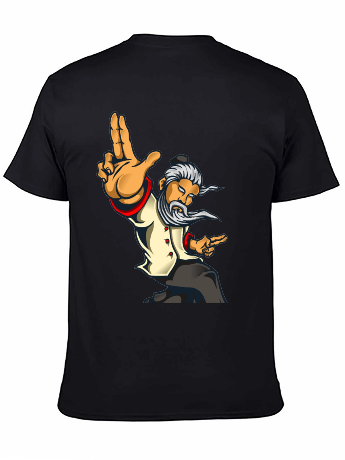 Kung Fu Master Graphic Tee - Black Cotton T-Shirt