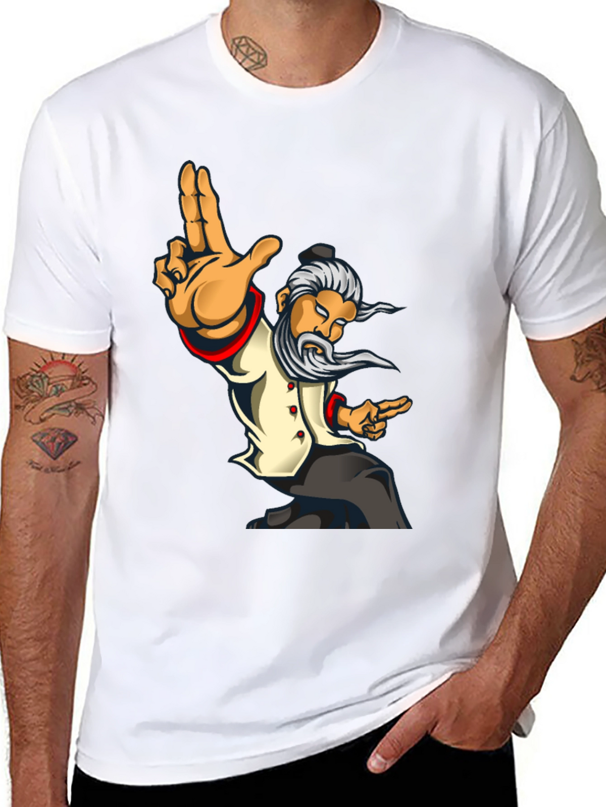 Kung Fu Master Graphic Tee - Black Cotton T-Shirt