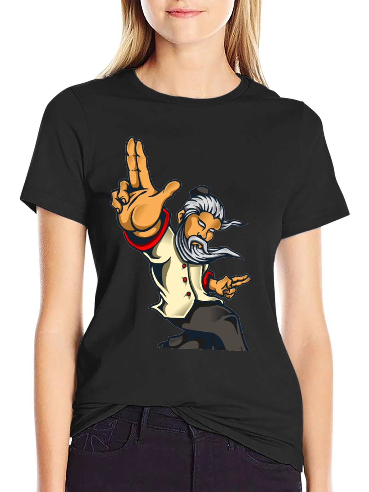 Kung Fu Master Graphic Tee - Black Cotton T-Shirt