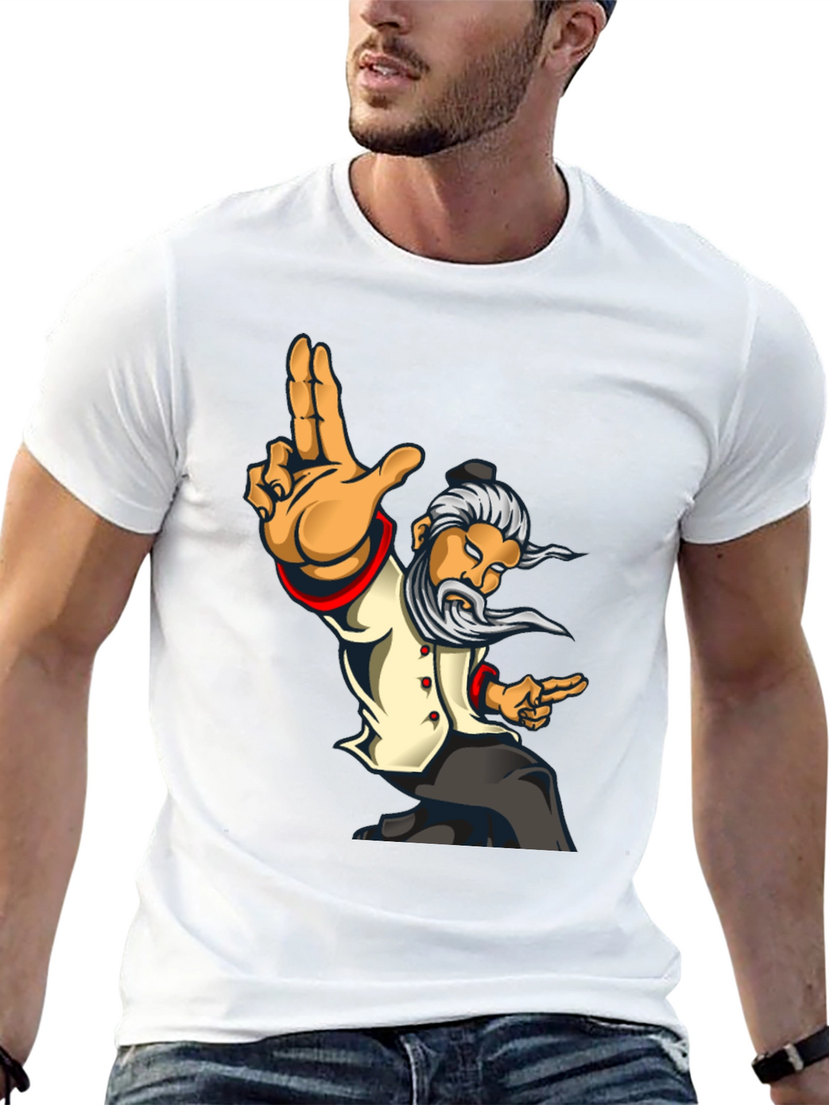 Kung Fu Master Graphic Tee - Black Cotton T-Shirt