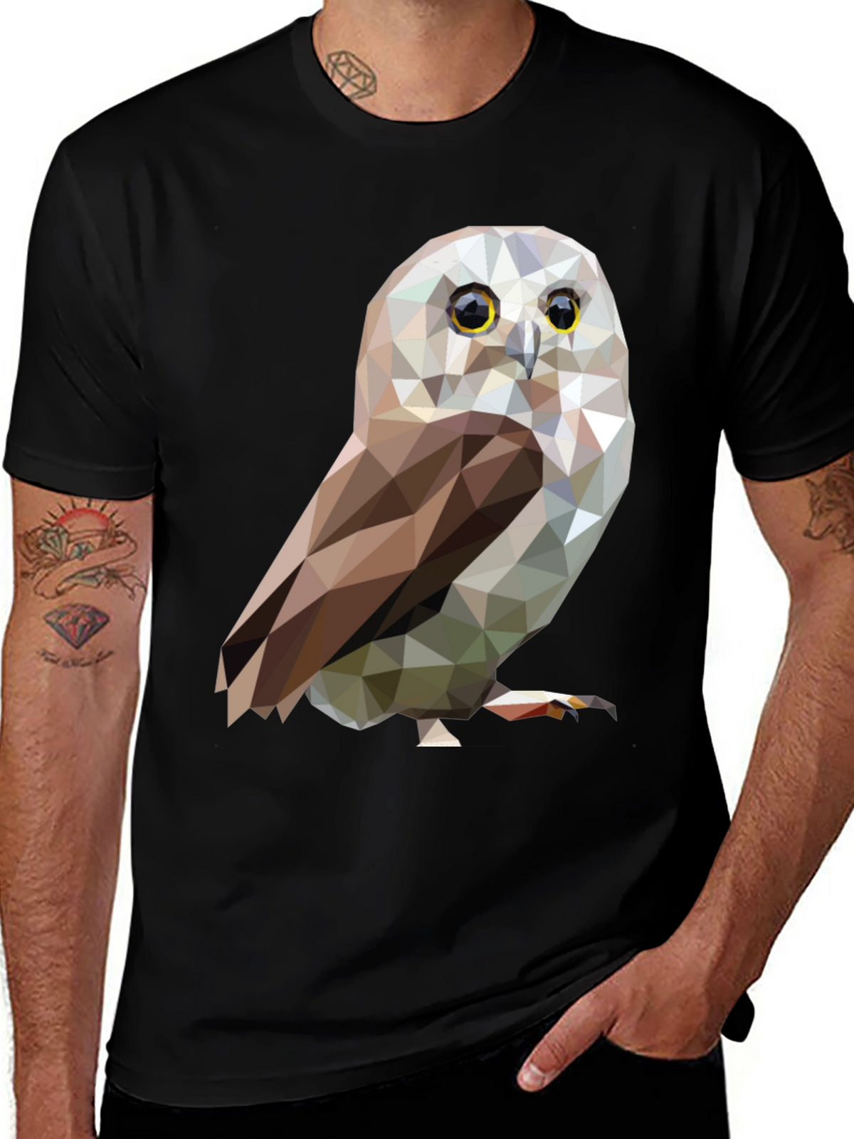 Geometric Owl Graphic Tee - Stylish Mens T-Shirt