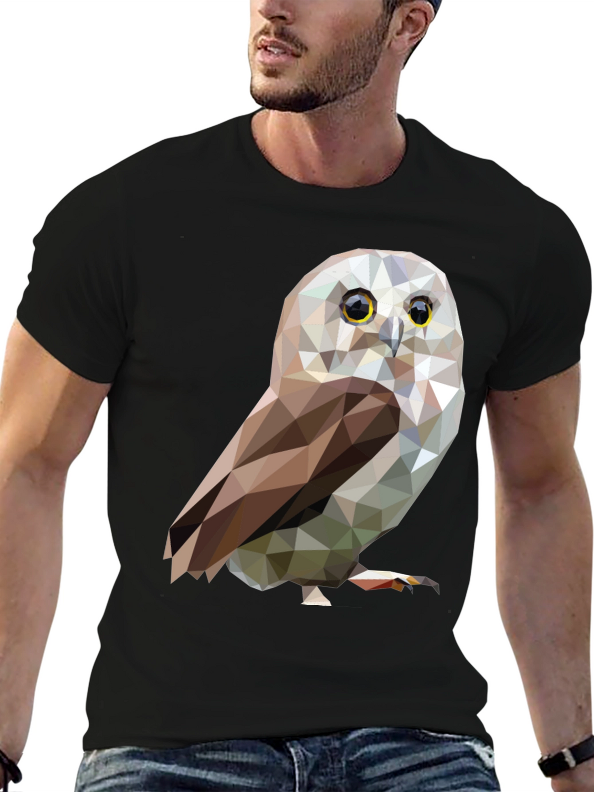 Geometric Owl Graphic Tee - Stylish Mens T-Shirt