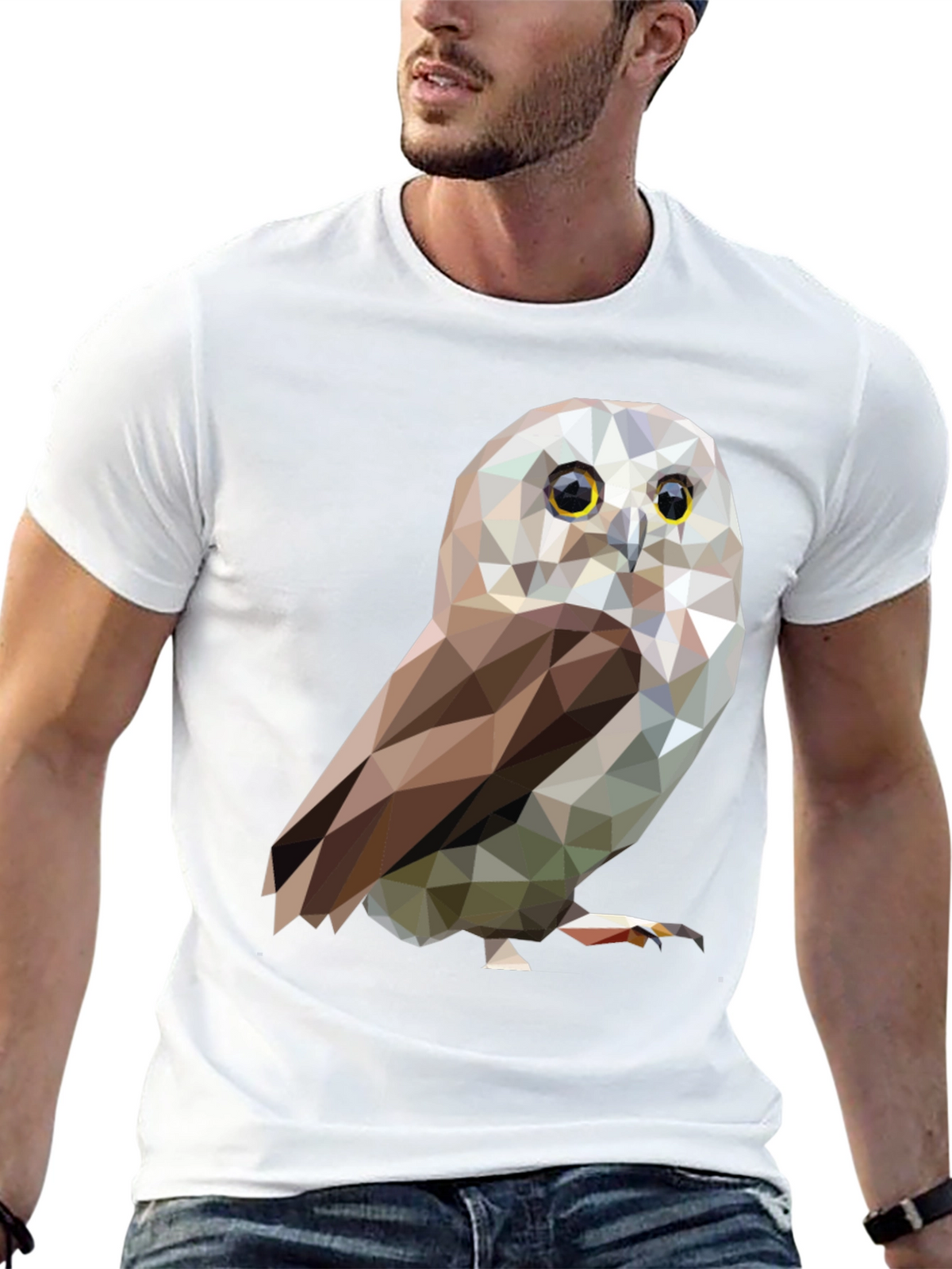 Geometric Owl Graphic Tee - Stylish Mens T-Shirt
