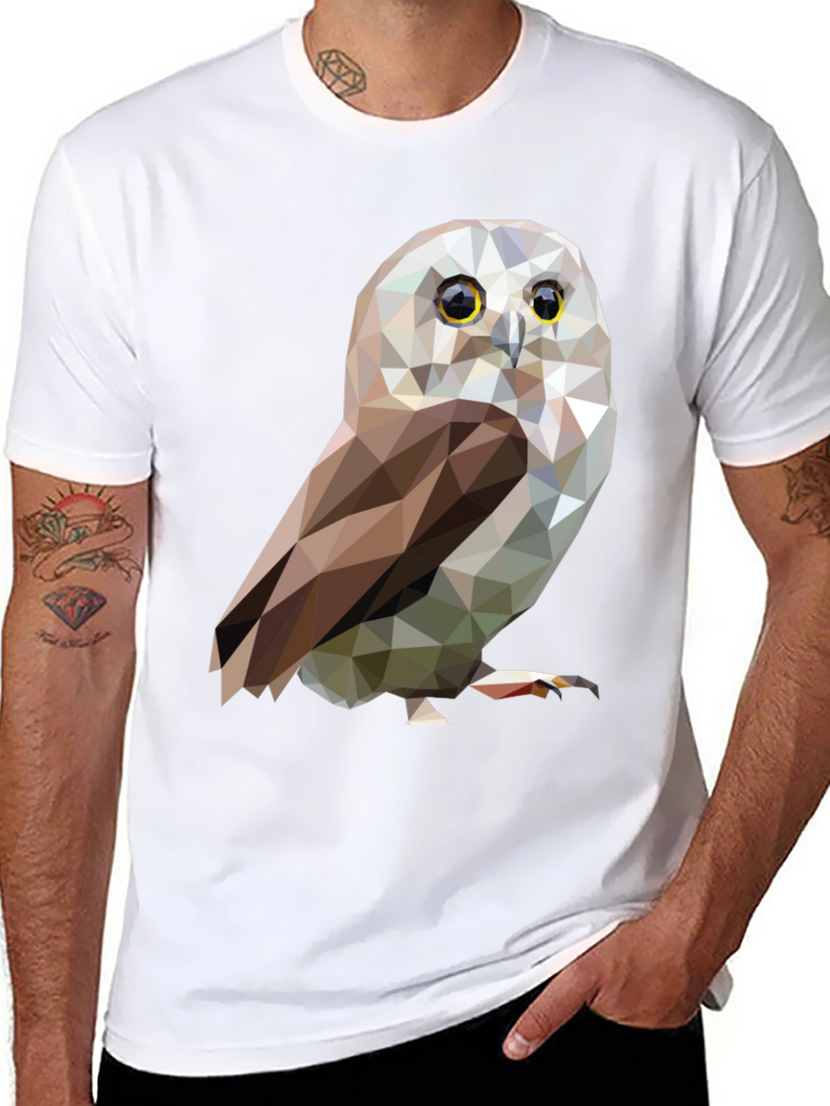 Geometric Owl Graphic Tee - Stylish Mens T-Shirt