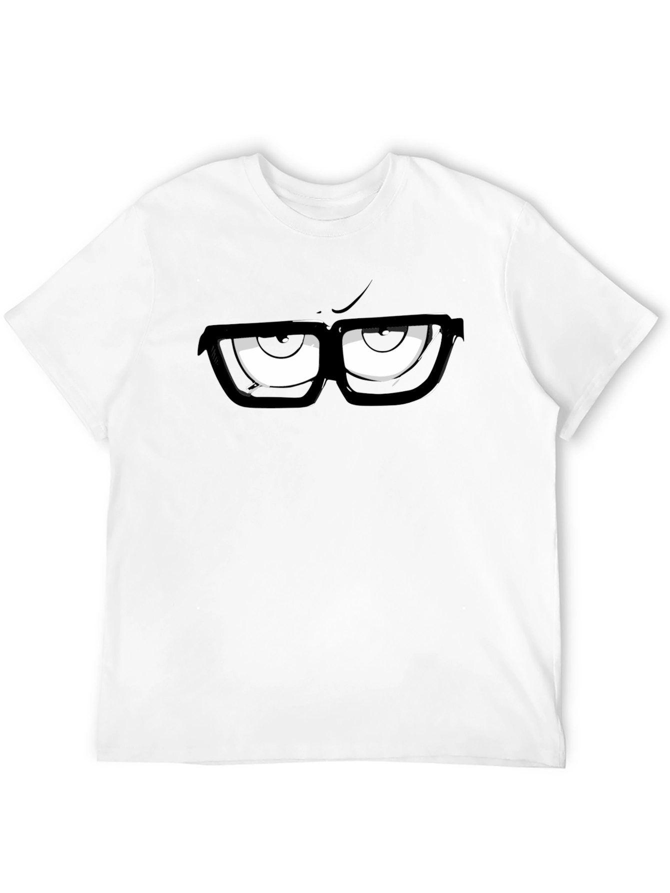 Cartoon Eyes Graphic Print Black T-Shirt