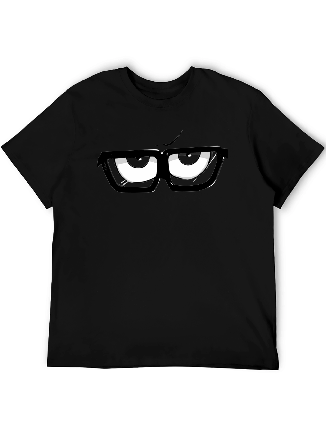 Cartoon Eyes Graphic Print Black T-Shirt