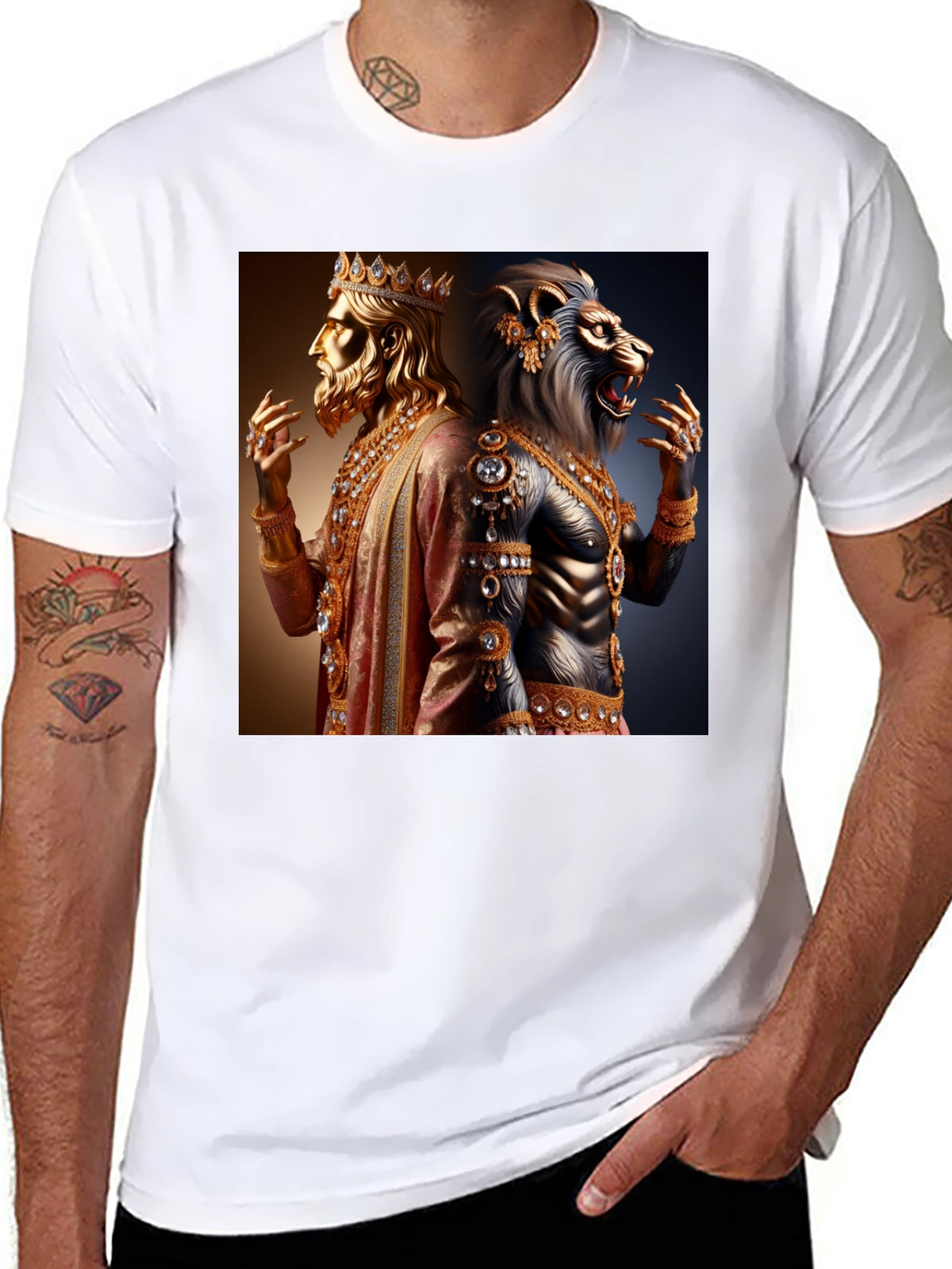 King and Lion Graphic Black T-Shirt