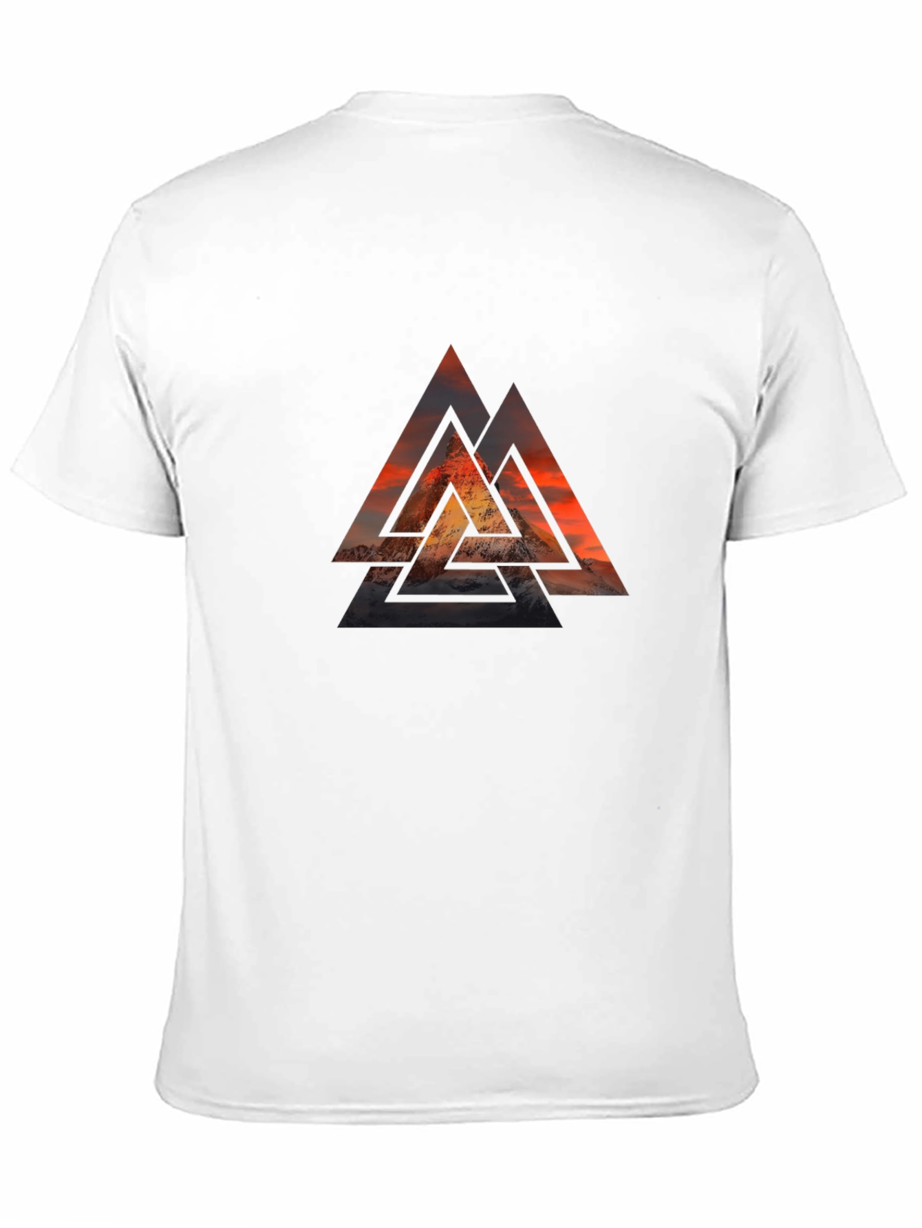 Black Graphic Tee with Geometric Mountain Design