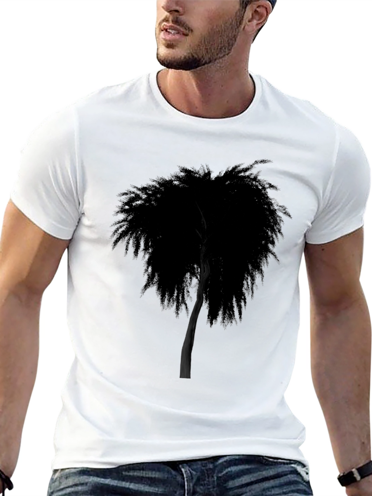 Modern Tree Graphic Black T-Shirt