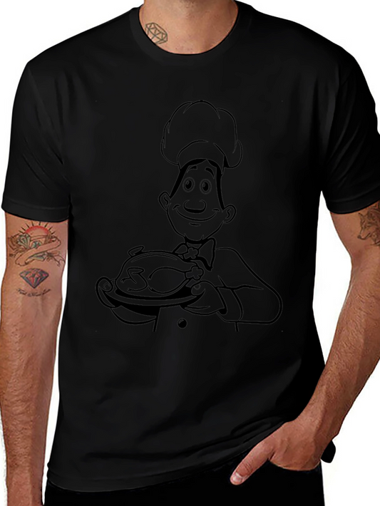 Chef Cartoon Black T-Shirt