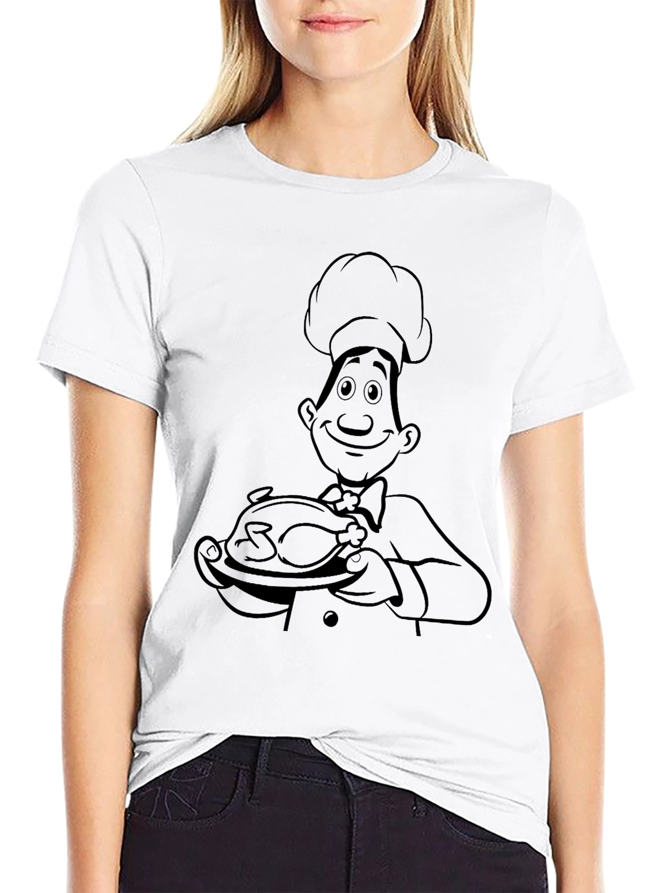 Chef Cartoon Black T-Shirt
