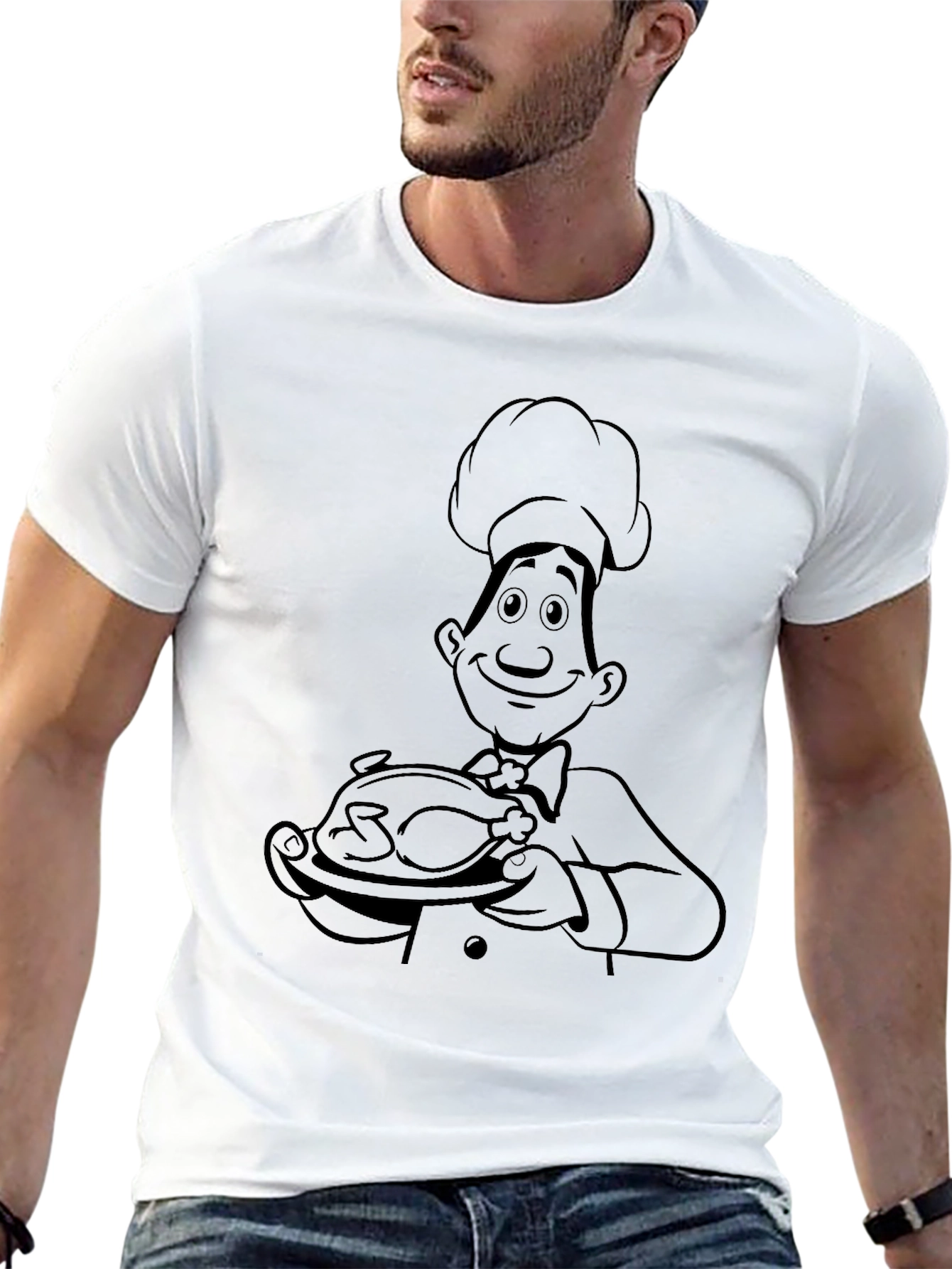 Chef Cartoon Black T-Shirt