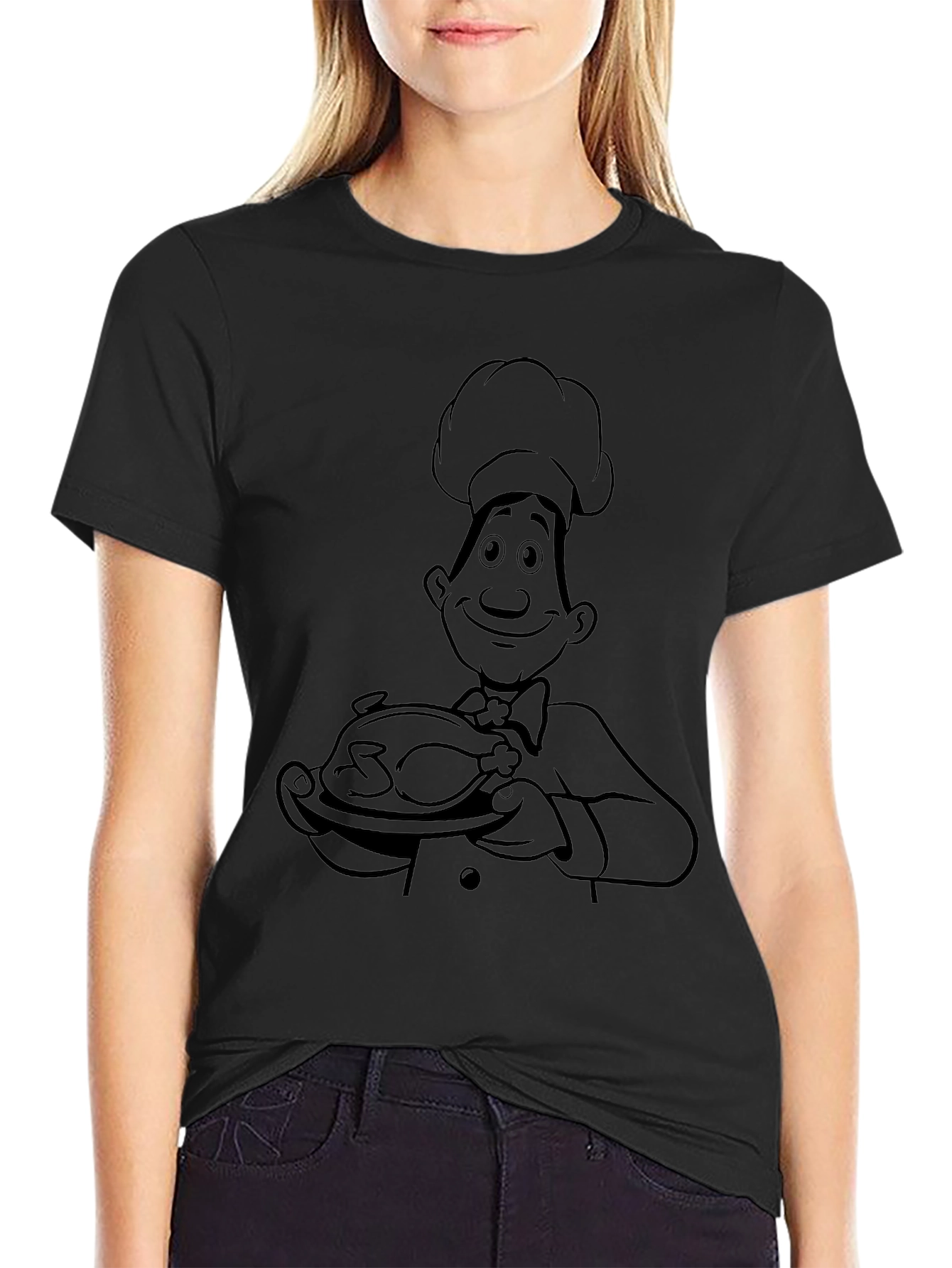 Chef Cartoon Black T-Shirt