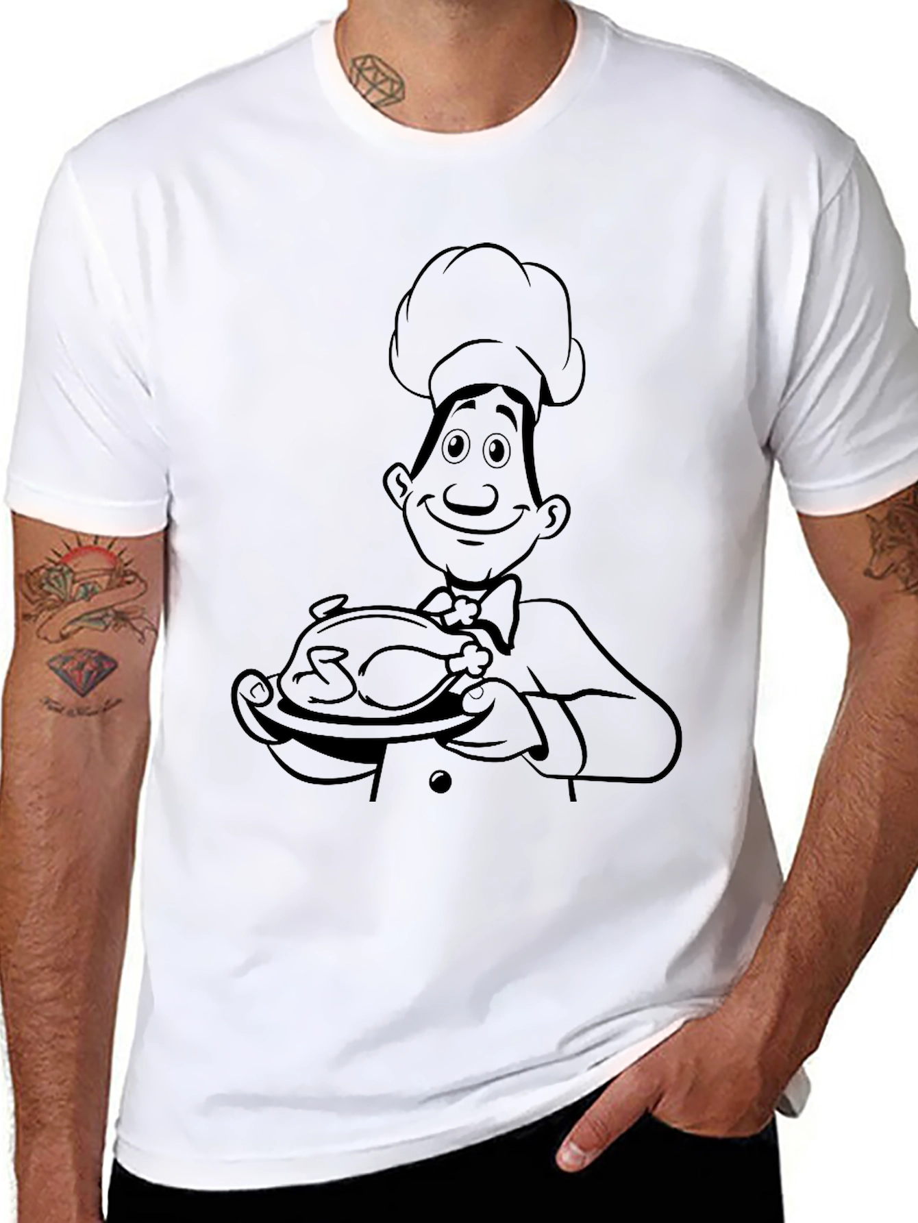 Chef Cartoon Black T-Shirt