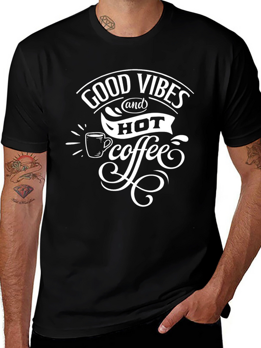 Good Vibes & Hot Coffee Graphic Tee - Casual Comfort