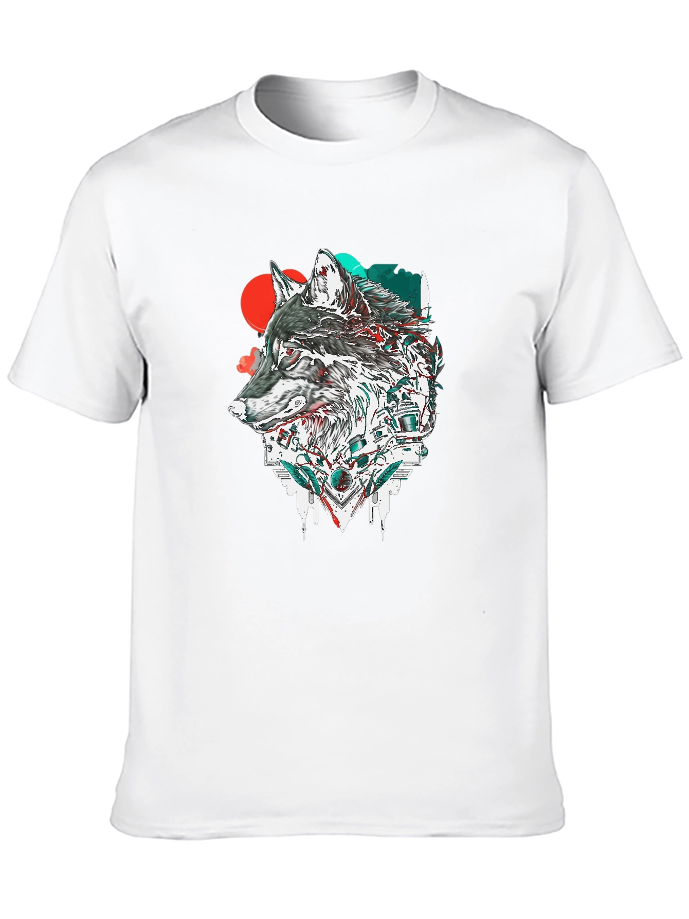 Wolf Graphic Print Black Crew Neck T-Shirt