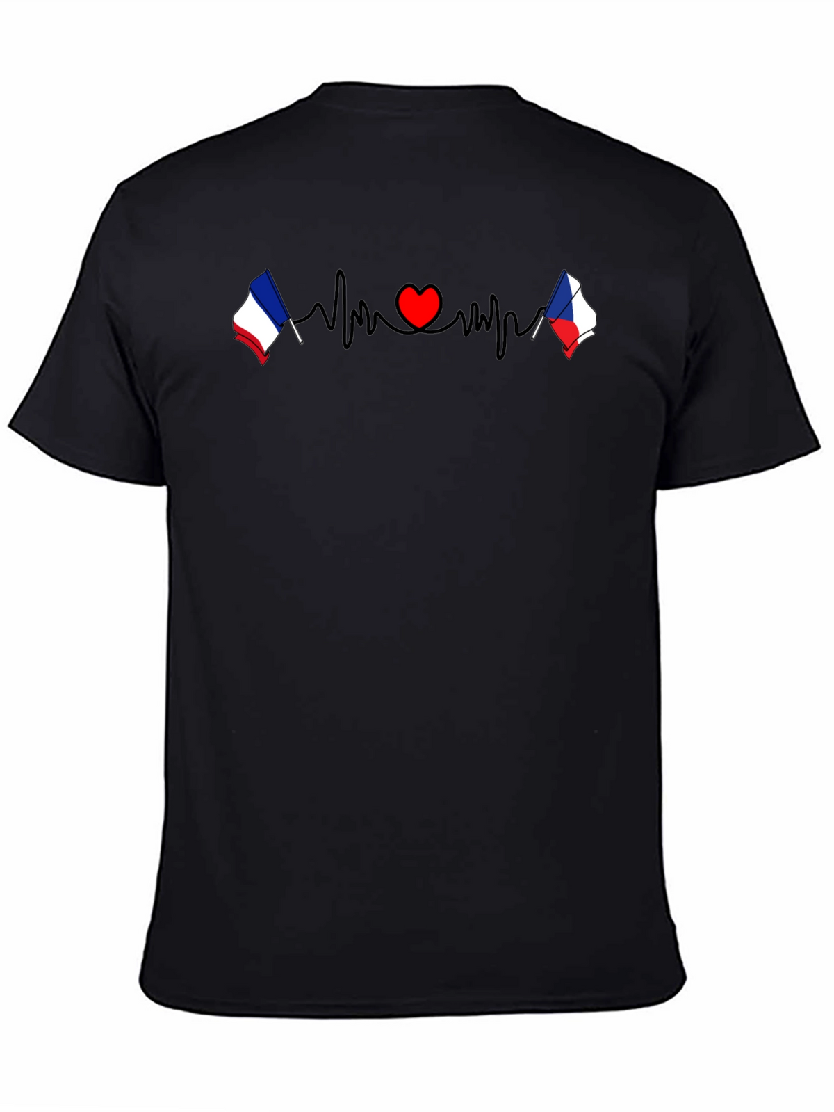 Love France Czech Flag Heartbeat T-Shirt
