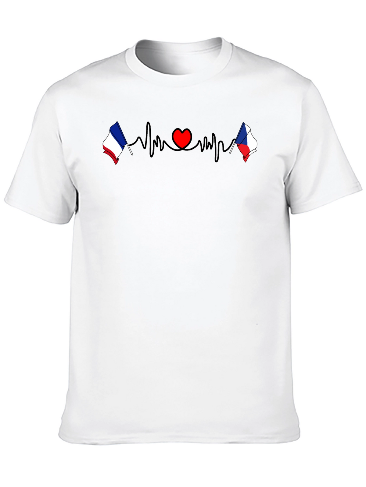 Love France Czech Flag Heartbeat T-Shirt