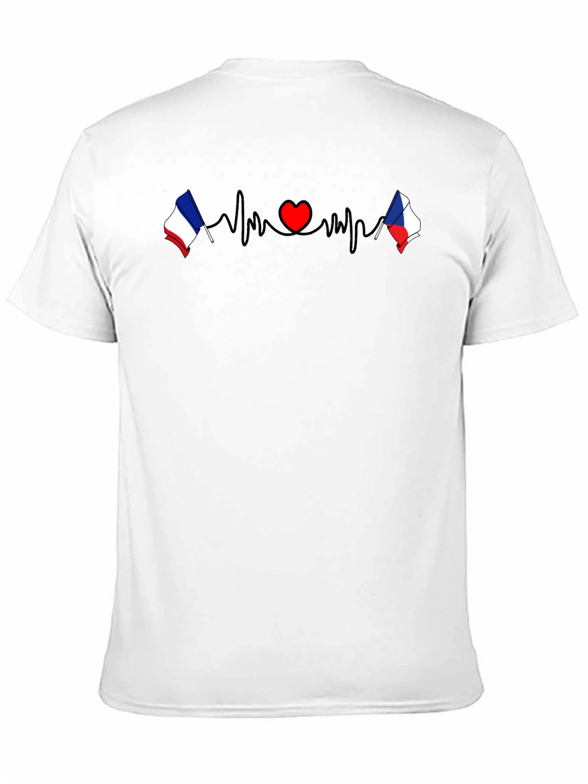 Love France Czech Flag Heartbeat T-Shirt